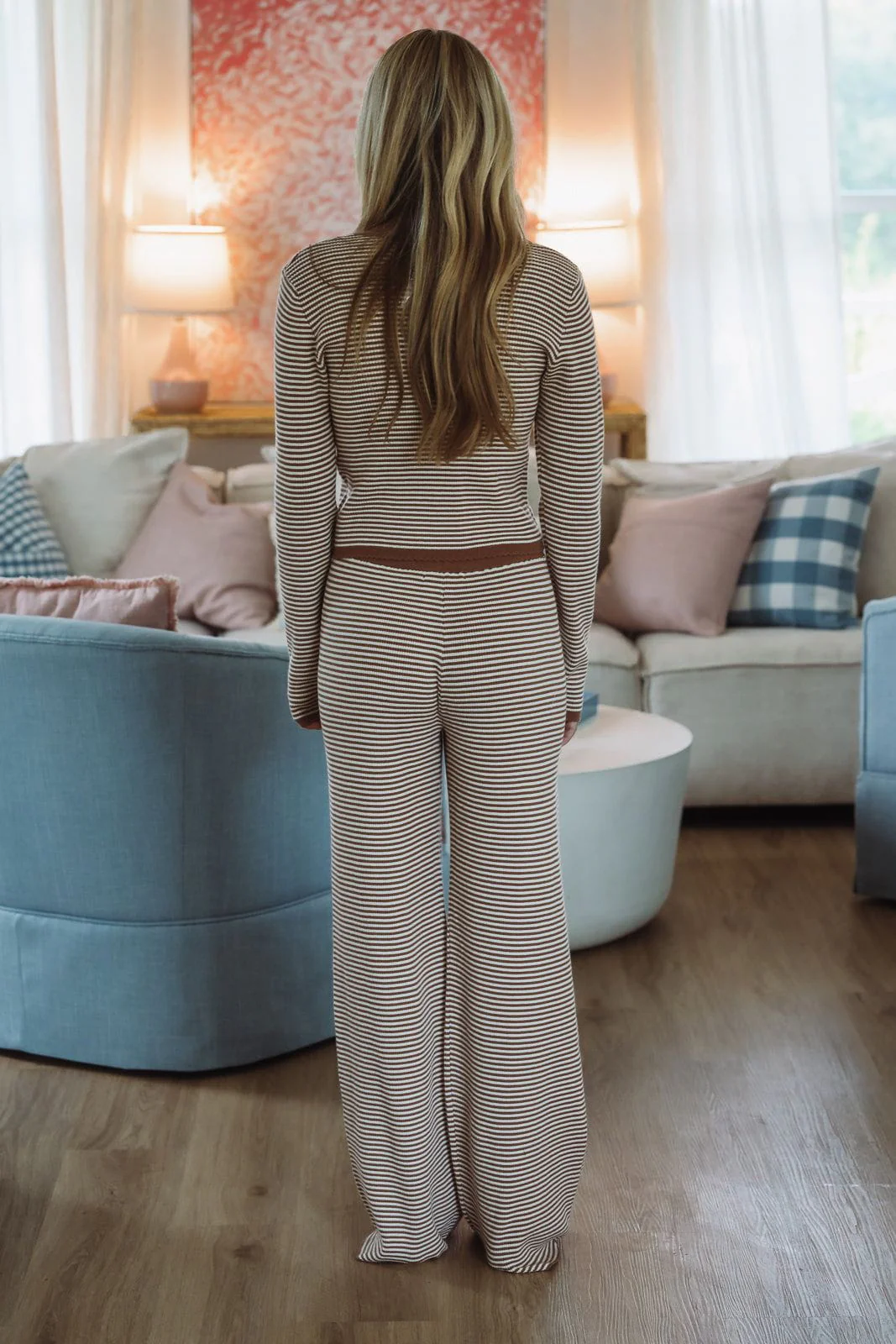 Honestly Striped Sweater Top - Mocha and Cream - Image 4