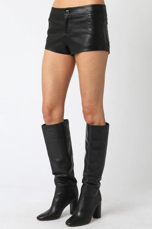 Hot Streak Micro Mini Vegan Leather Shorts - Black - Image 5