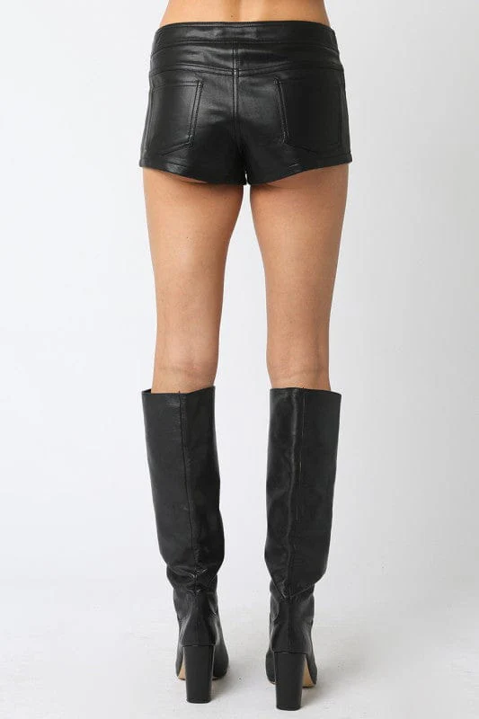 Hot Streak Micro Mini Vegan Leather Shorts - Black - Image 6