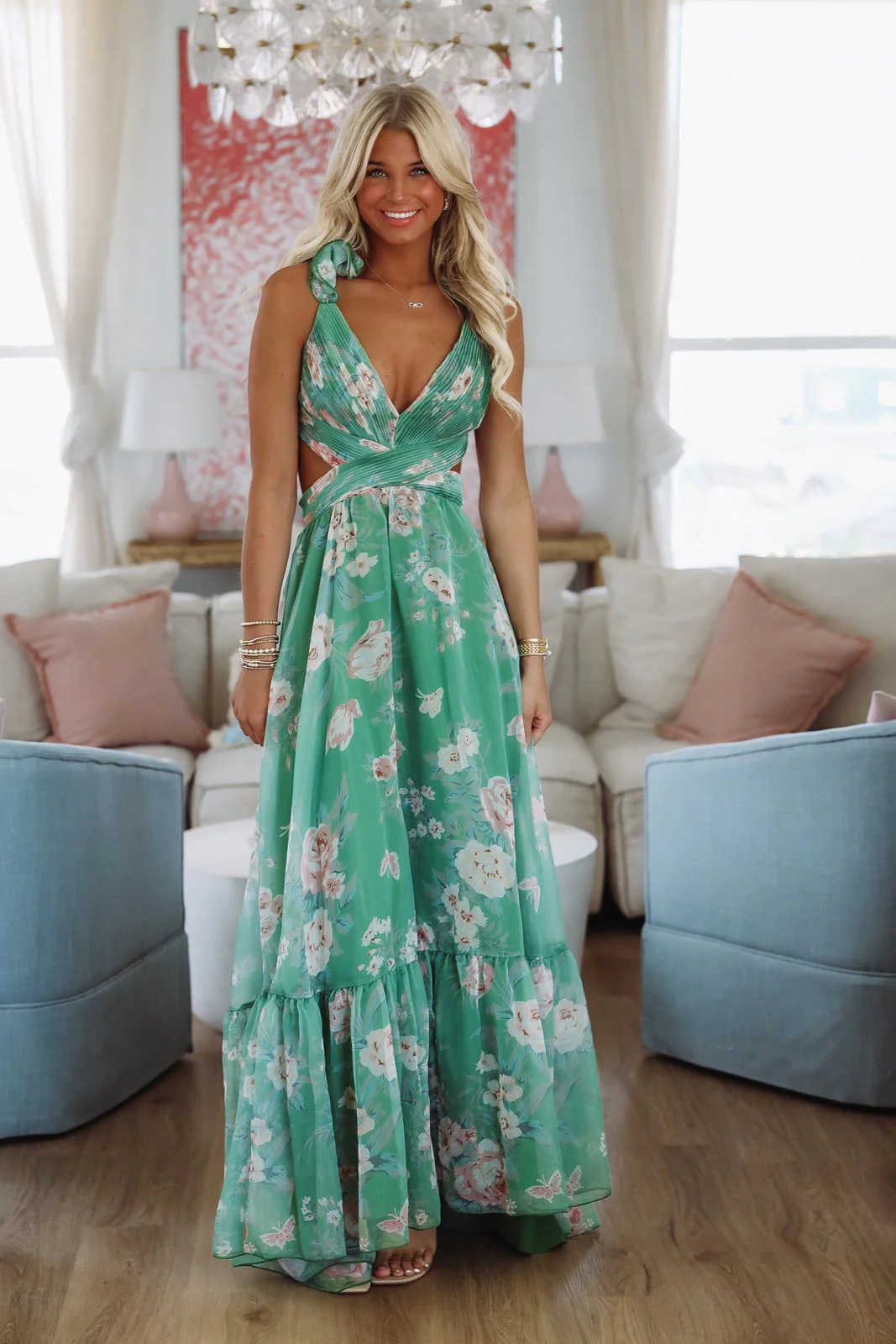 In the Courtyard Maxi Dress - Green - Image 3