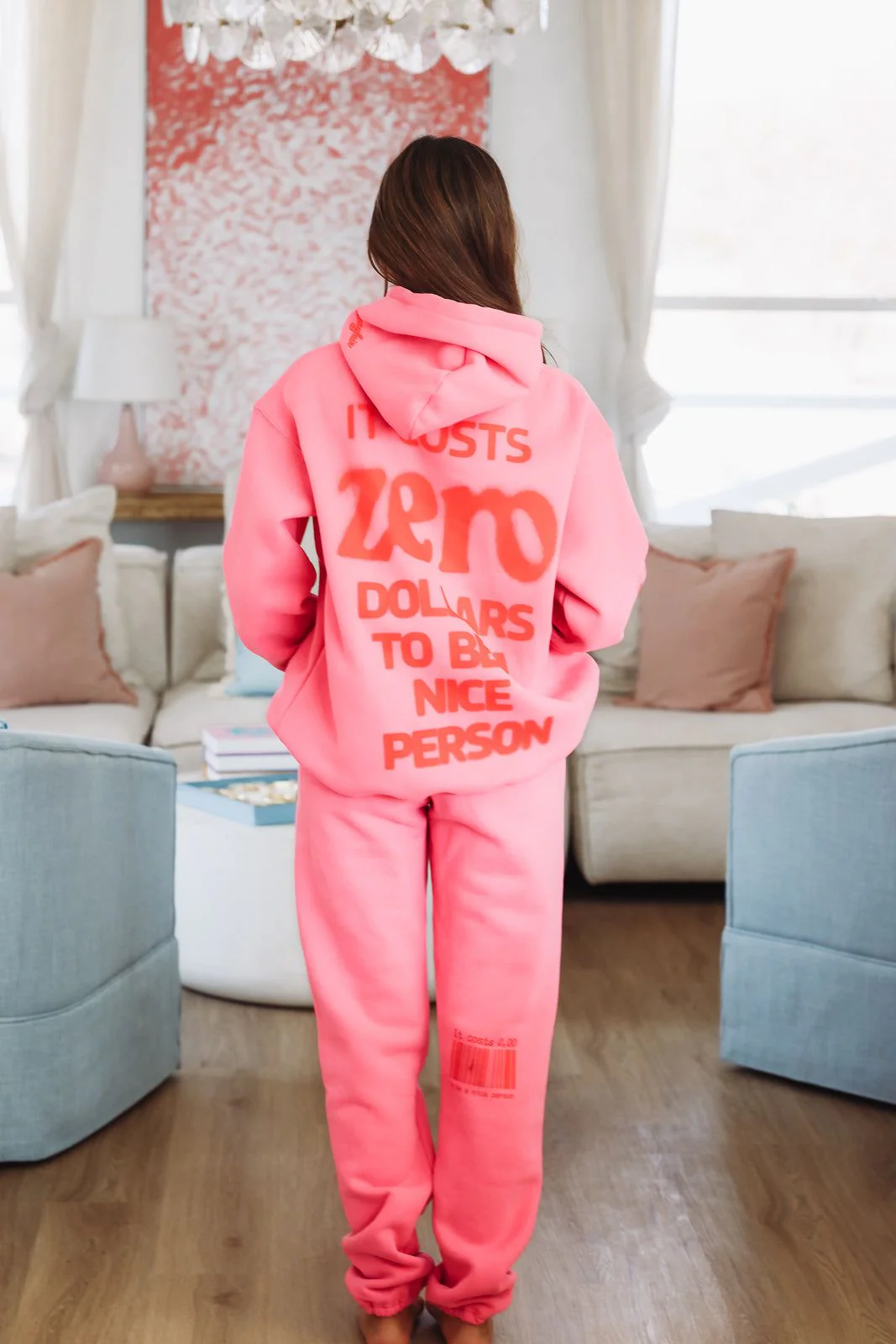 It Costs Nothing To Be A Nice Person Pink Hoodie By Mayfair Group - Pink - Image 3