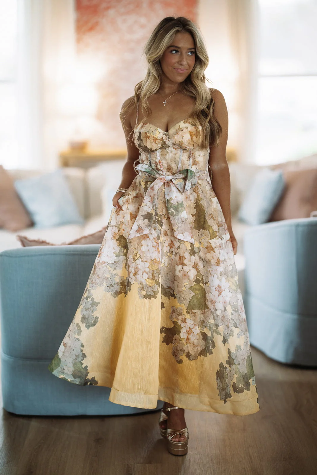 Just a Feeling Midi Dress - Yellow, Orange and Green - Image 2