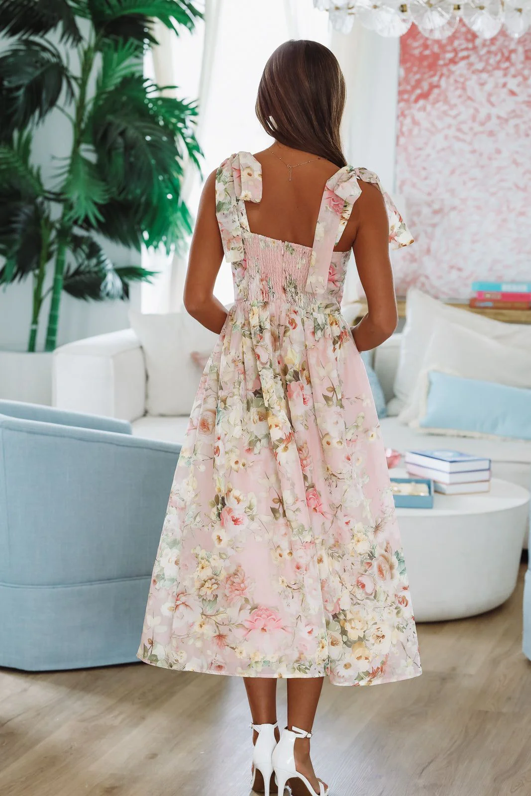 Keep the Flowers Midi Dress - Blush, Cream and Green - Image 5