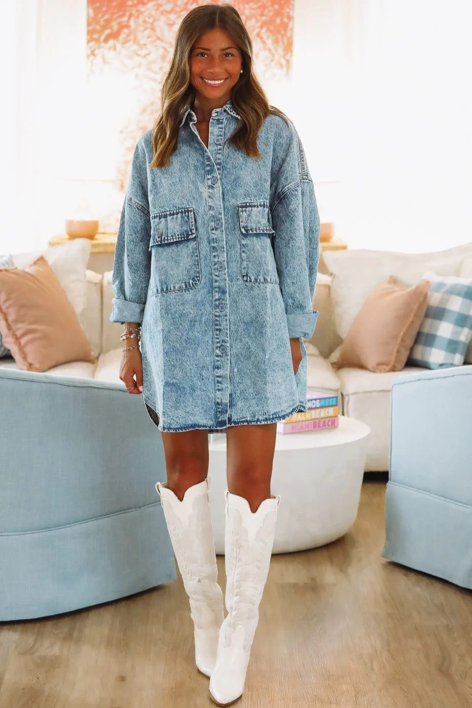 Kicking Up Dust Shacket Dress - Denim (FINAL SALE) - Image 4