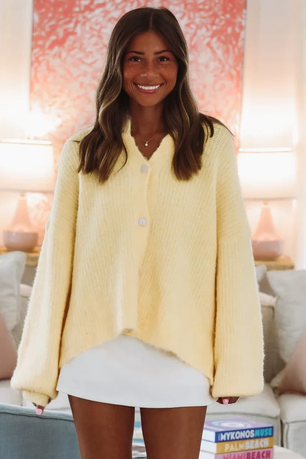 Lemon Puff Cardigan - Yellow