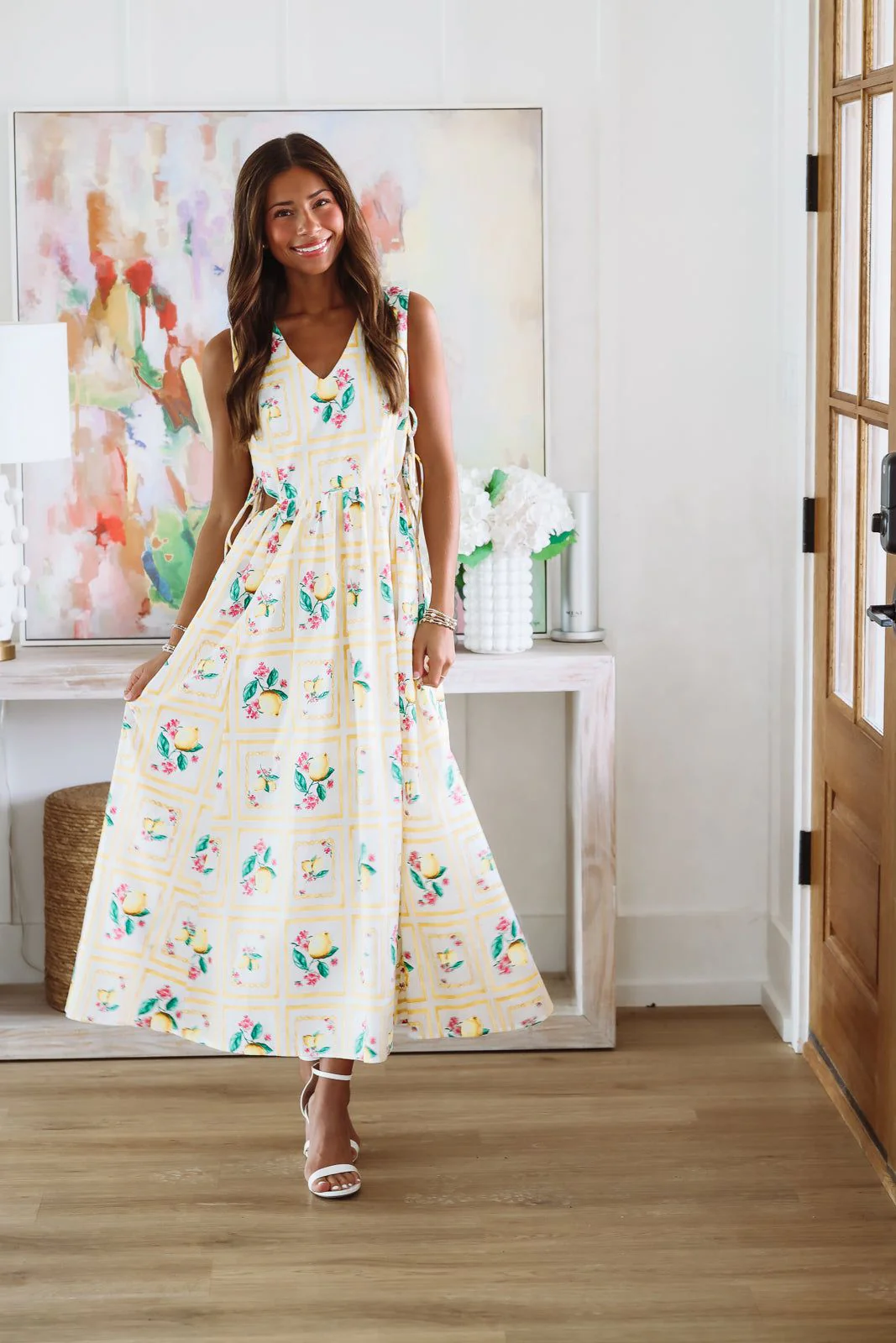 Lemon Shine Maxi Dress - Yellow and White (FINAL SALE) - Image 3