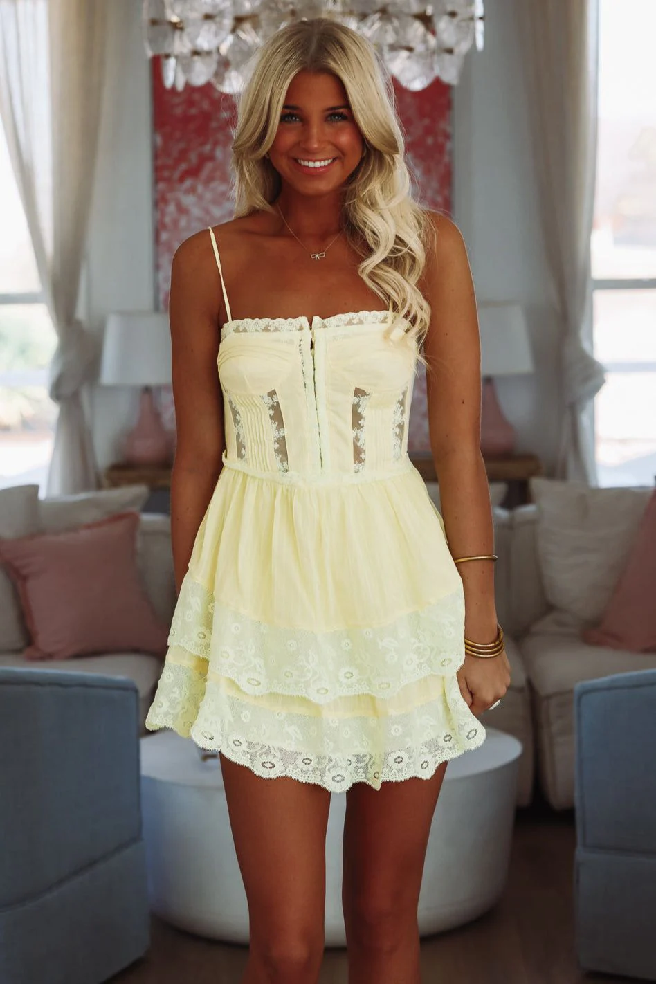 Lovely Impressions Mini Dress - Yellow