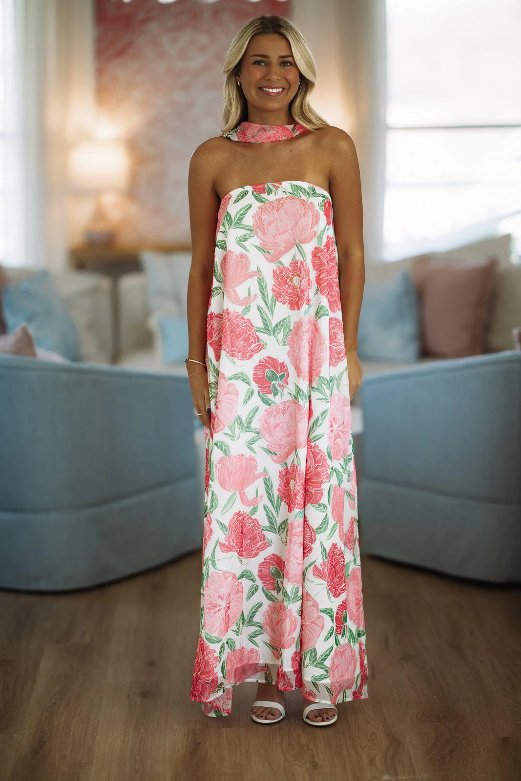 Loving Me Maxi Dress - White, Pink and Green - Image 2