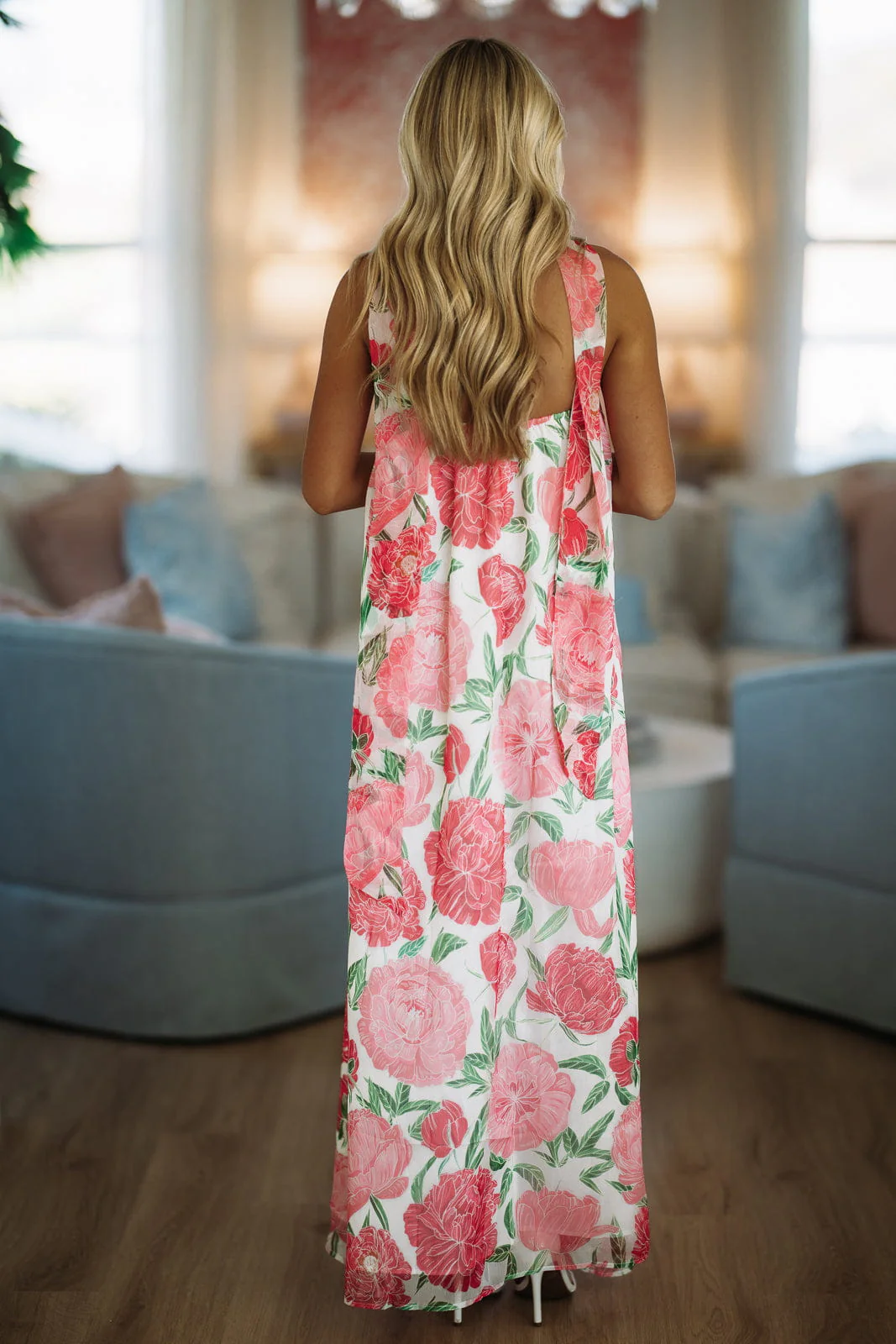 Loving Me Maxi Dress - White, Pink and Green - Image 3