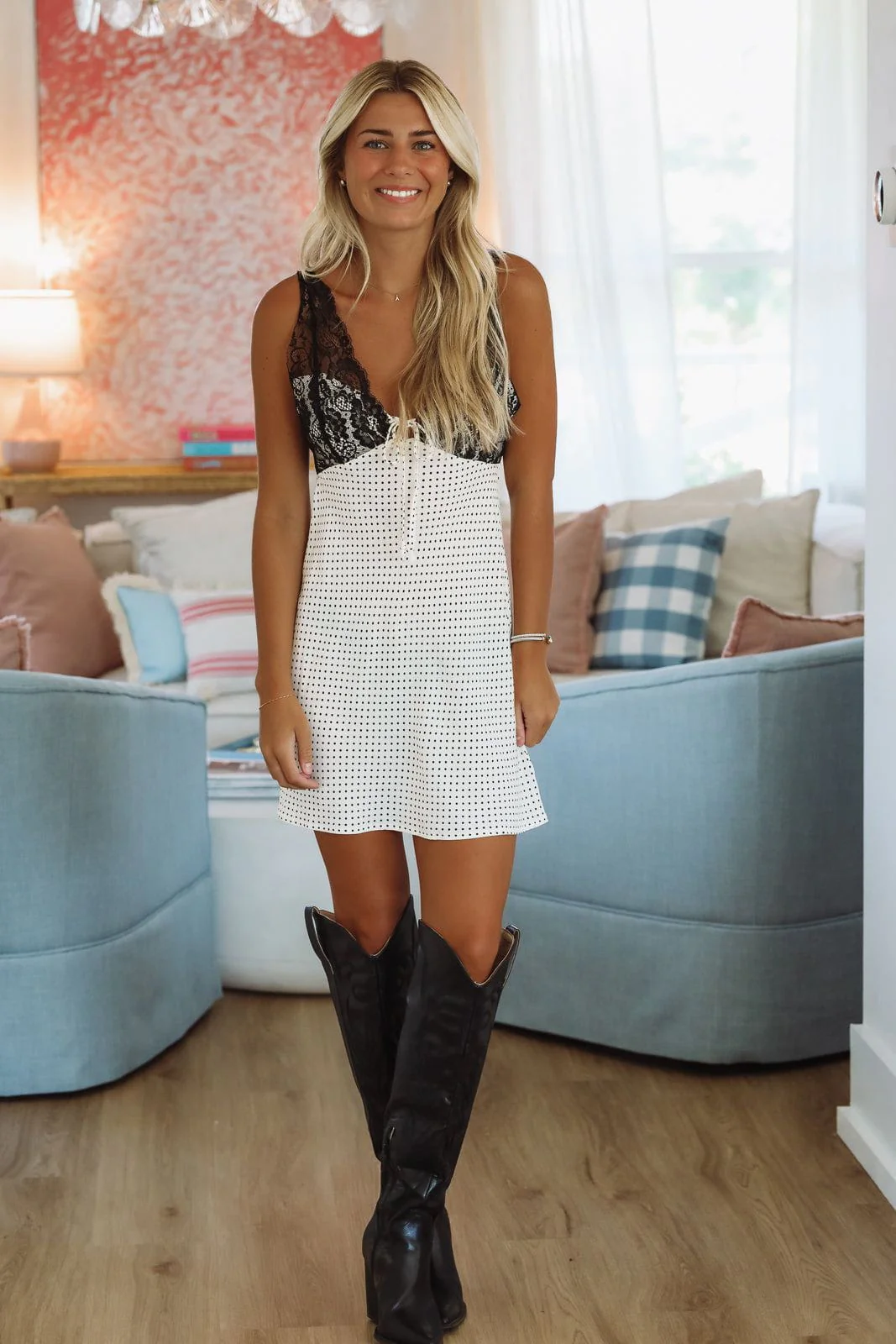 Loving the Dots Mini Dress - White and Black - Image 2