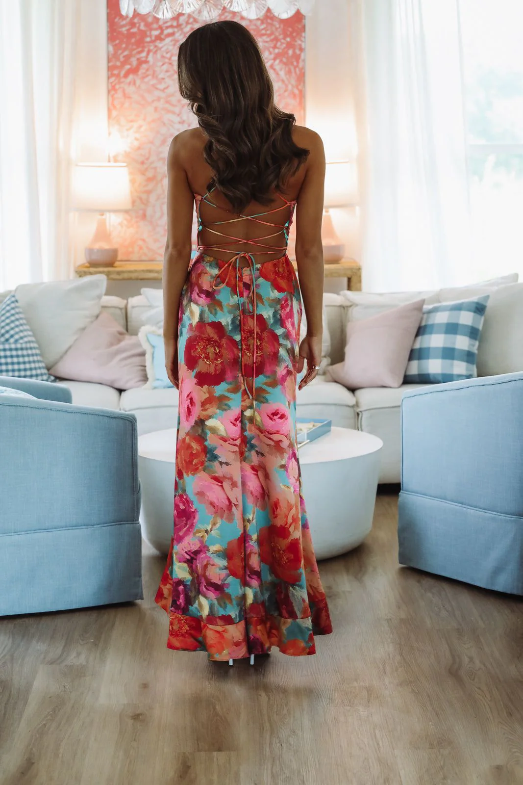 Moonlit Garden Maxi Dress - Orange, Red and Green - Image 3
