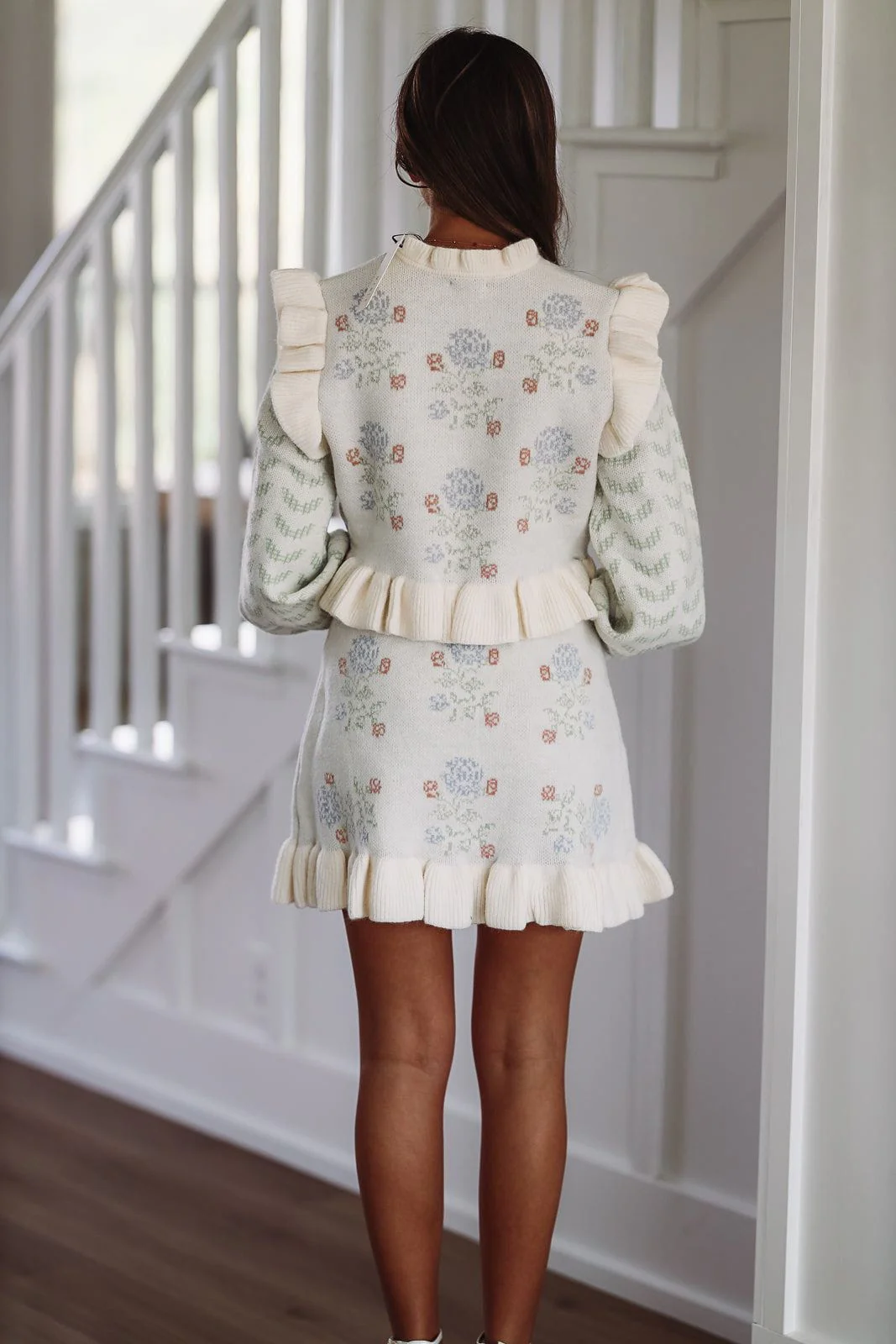 My Crush Knit Top and Skirt Set - Cream - Image 2