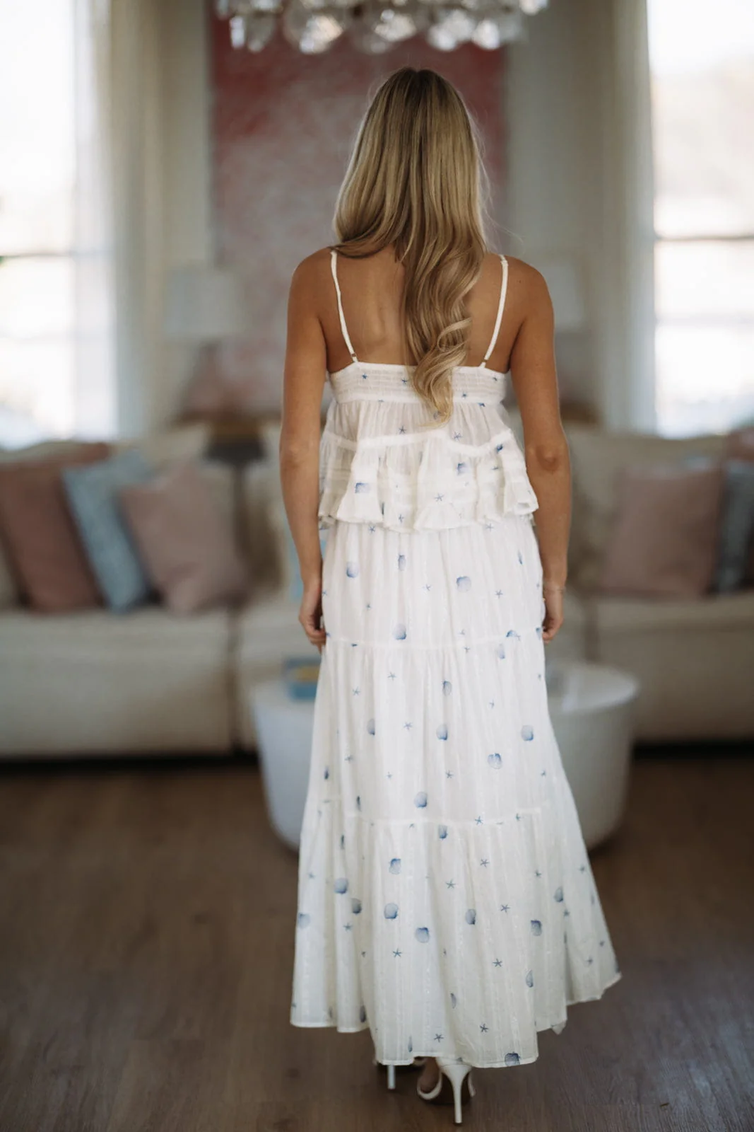 Nautical Nights Maxi Skirt - Off White and Blue - Image 3