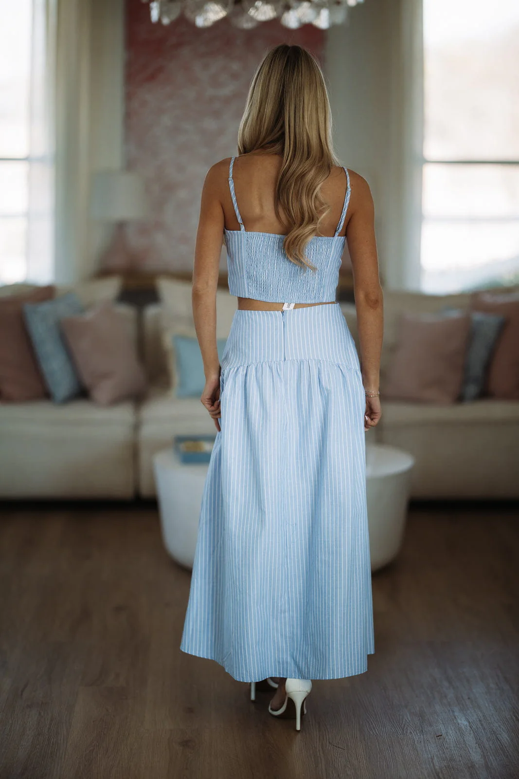 Next Level Crop Top - Light Blue and White - Image 3
