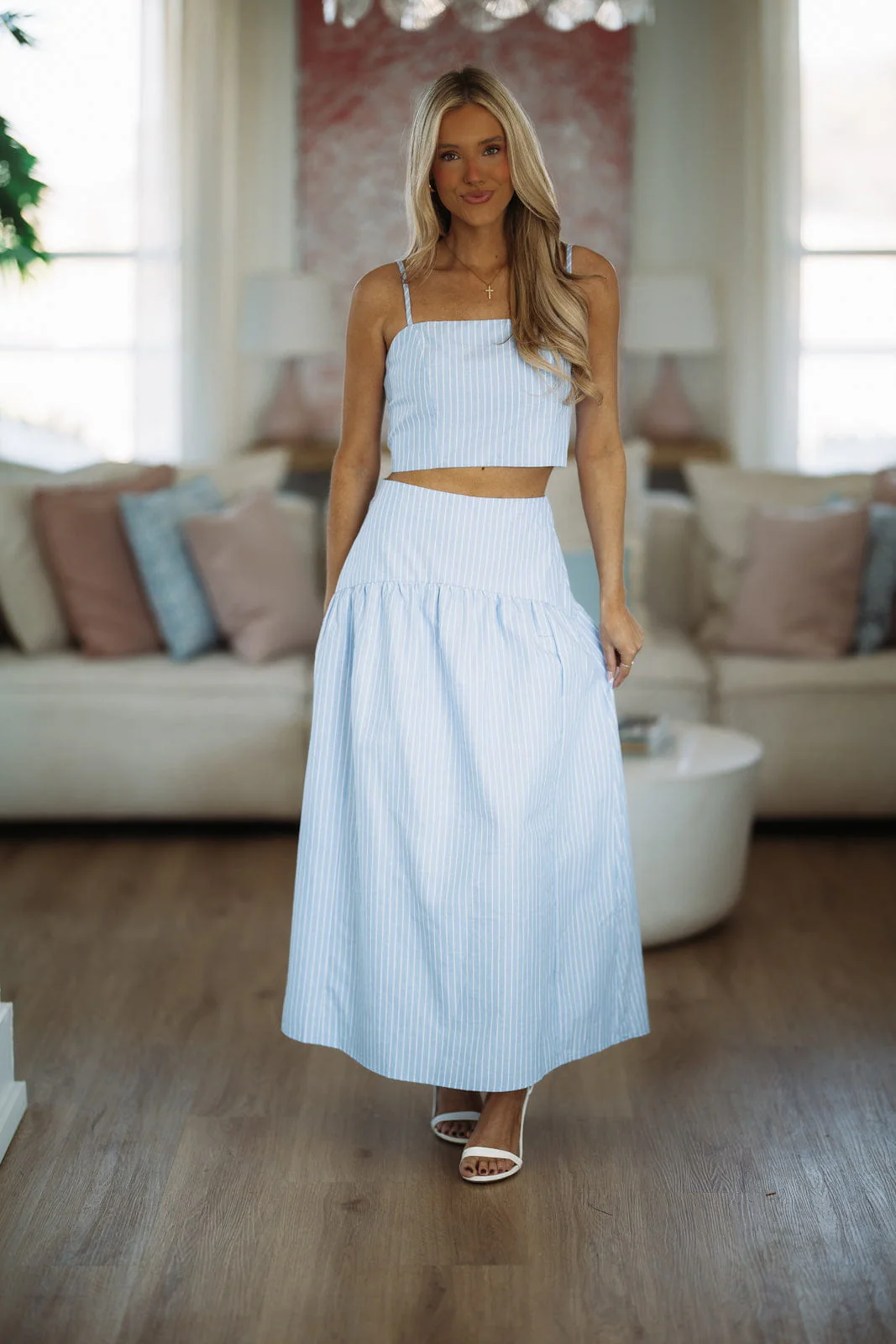 Next Level Maxi Skirt - Light Blue and White - Image 2