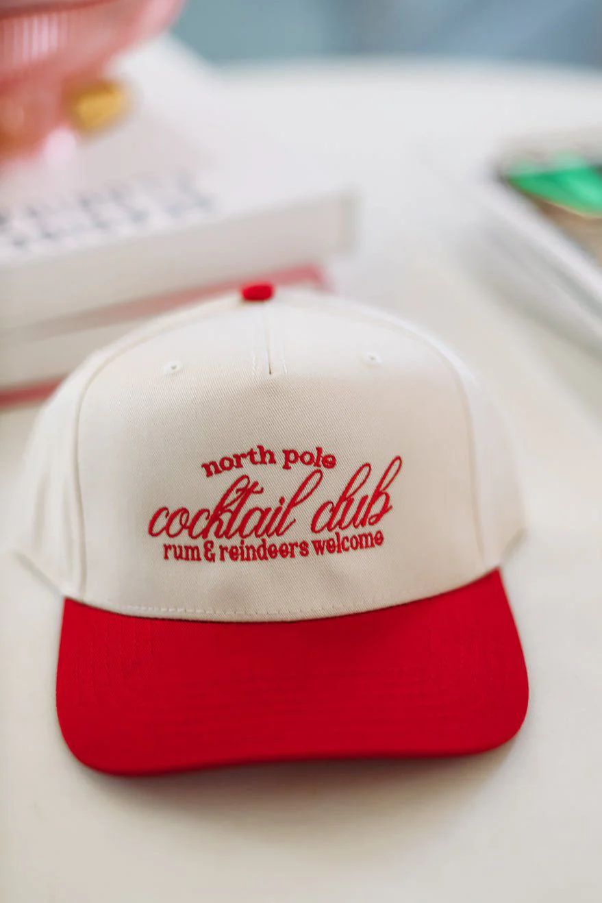 North Pole Cocktail Club Trucker Hat - Red and Cream