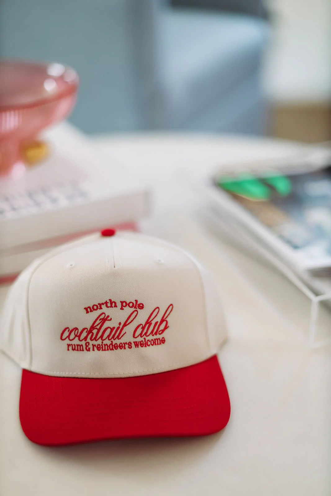 North Pole Cocktail Club Trucker Hat - Red and Cream - Image 2