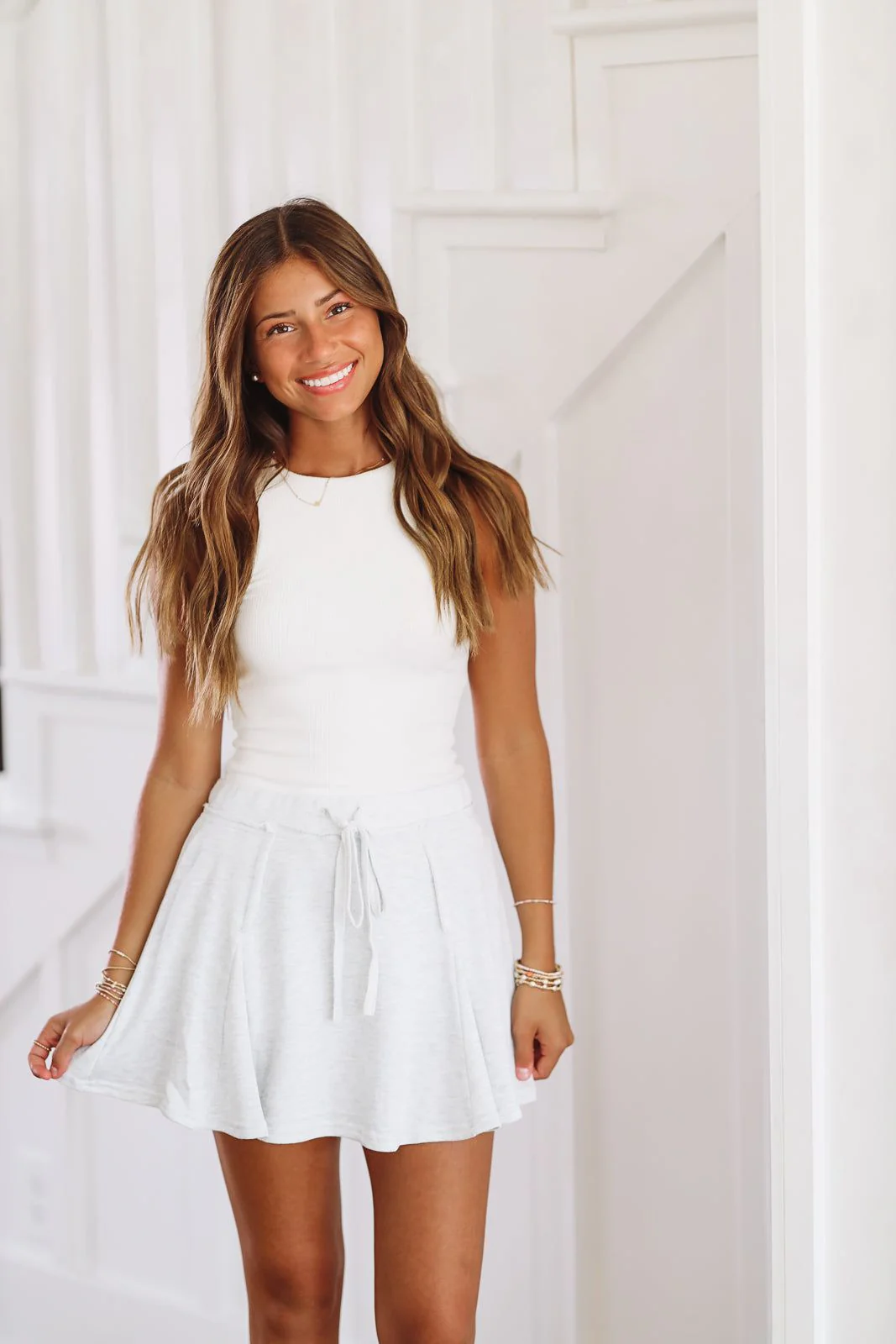 On Your Own Terry Skirt - Heather Grey - Image 2