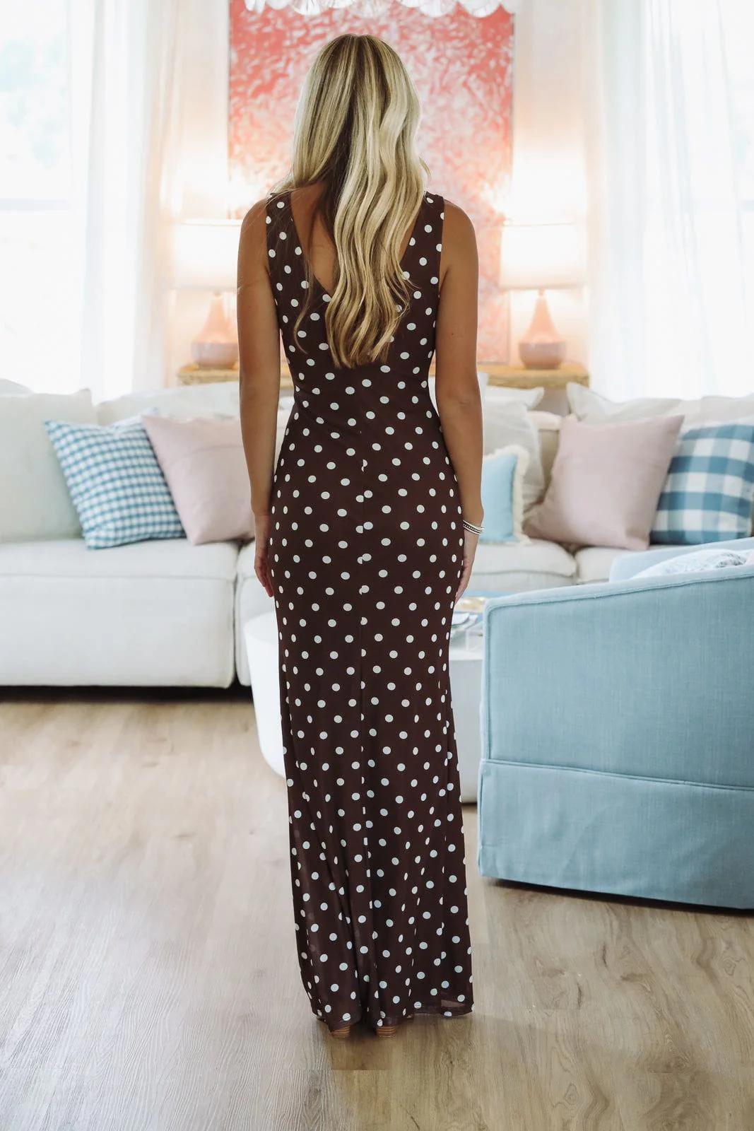 Once In My Dreams Maxi Dress - Brown and White - Image 4