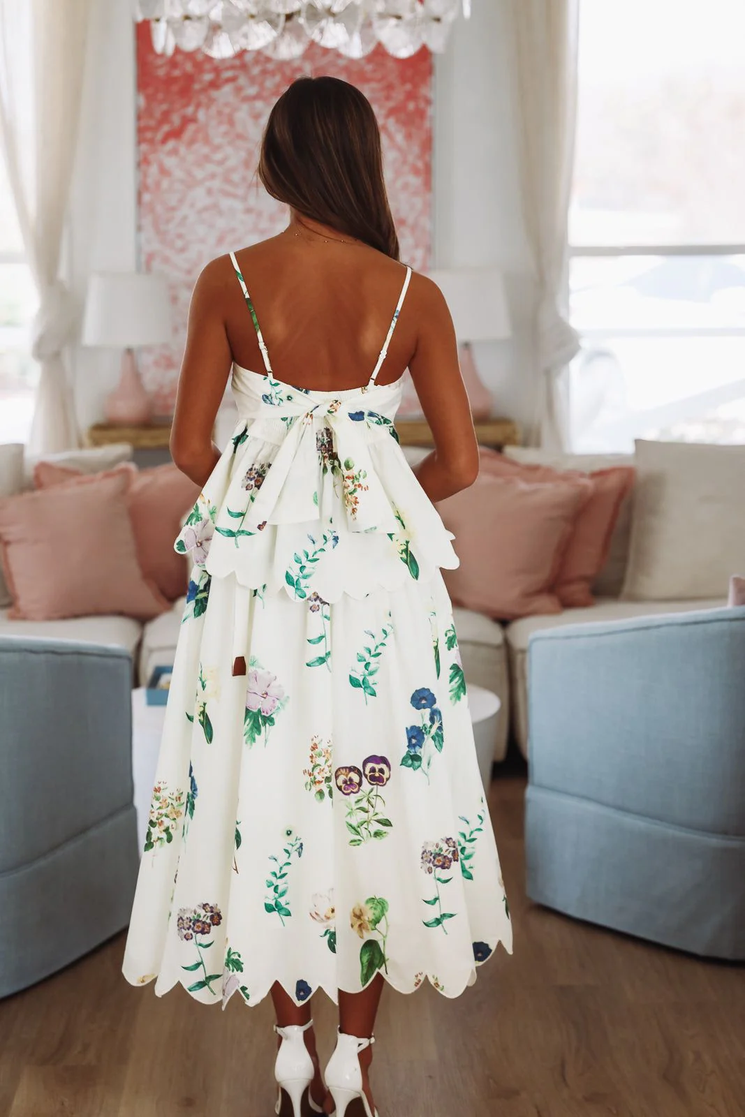 Palm Paradise Midi Skirt - Ivory, Green and Purple - Image 3