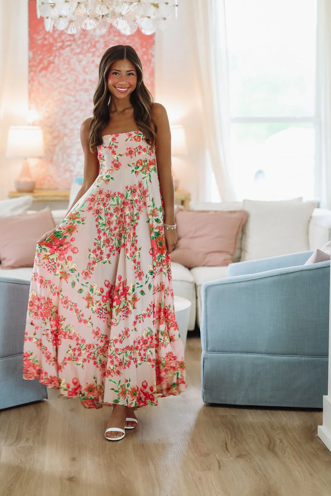 Peach Perfection Maxi Dress - Peach, Pink and Orange - Image 3