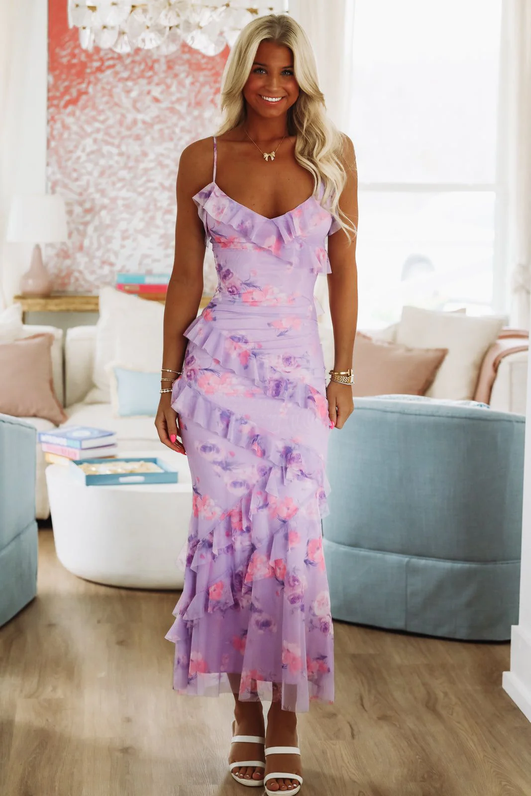 Petals in the Wind Maxi Dress - Lavender - Image 2