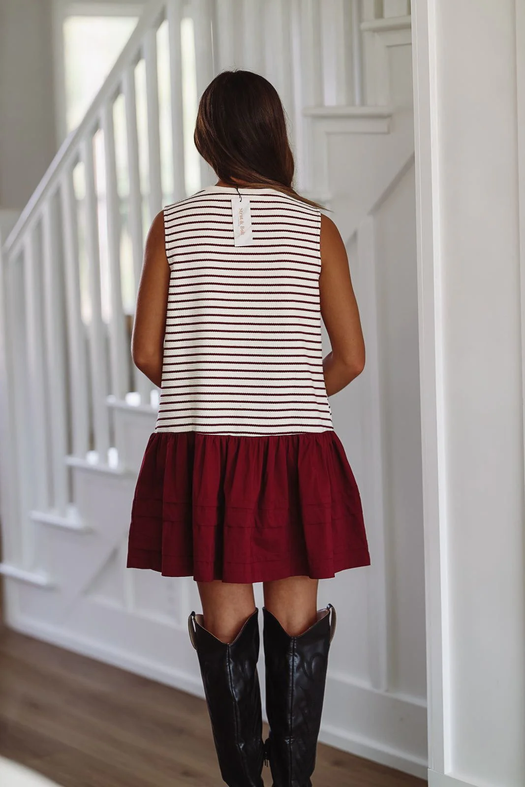 Play it Cool Mini Dress - Crimson and White - Image 2