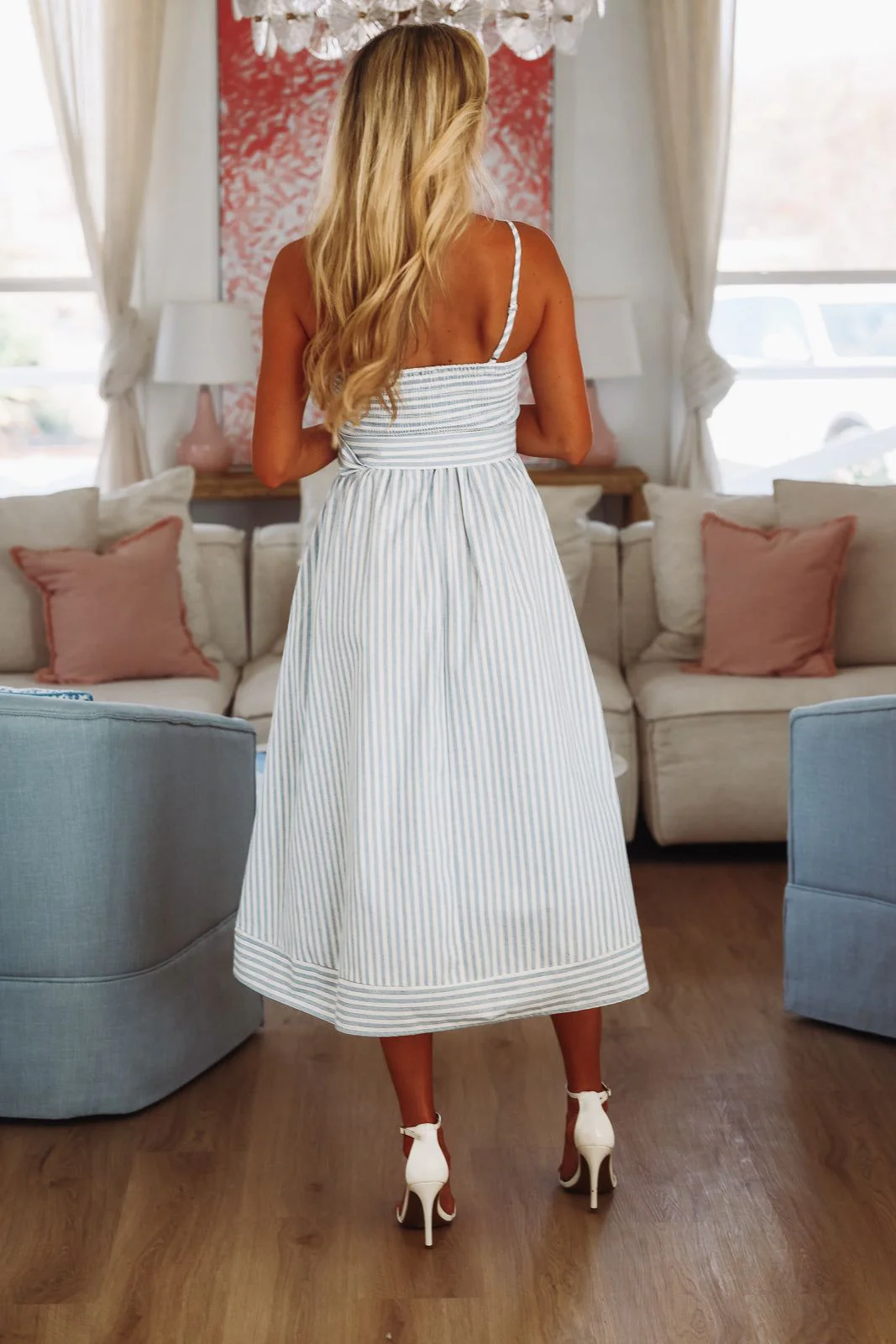 Polo Club Worthy Maxi Dress - Blue and White - Image 6