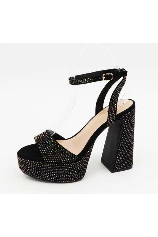 Rhinestone Platform Heels - Black - Image 3