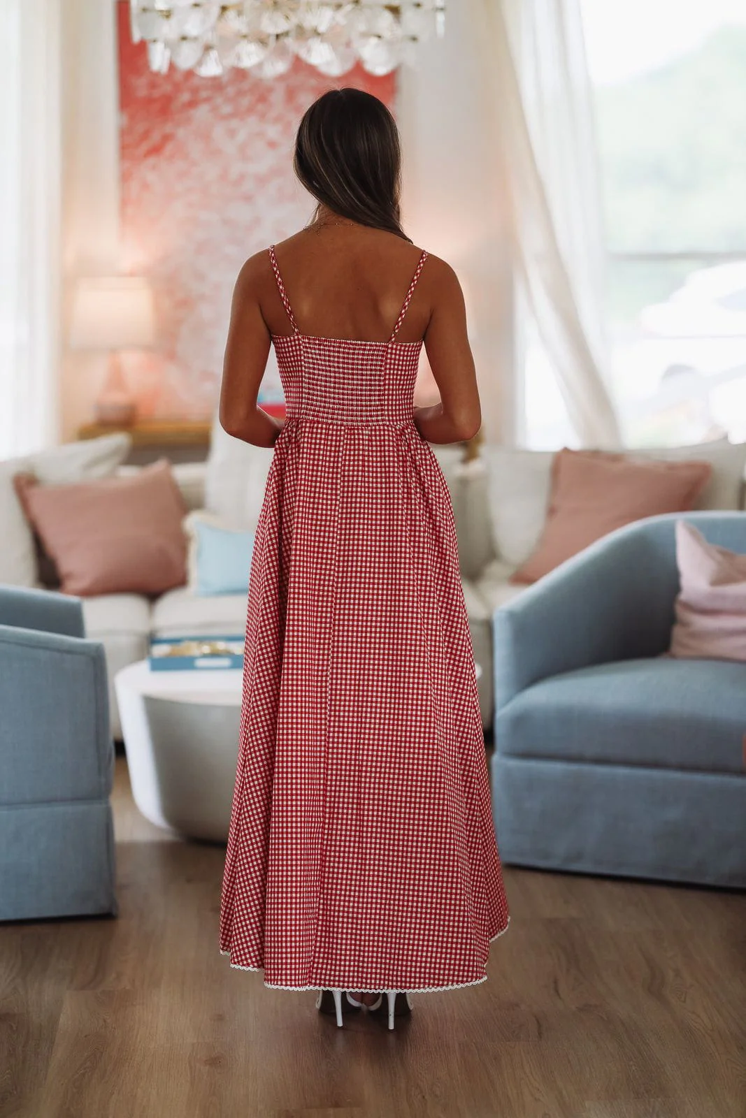 Romantic Picnic Maxi Dress - Red and White - Image 3