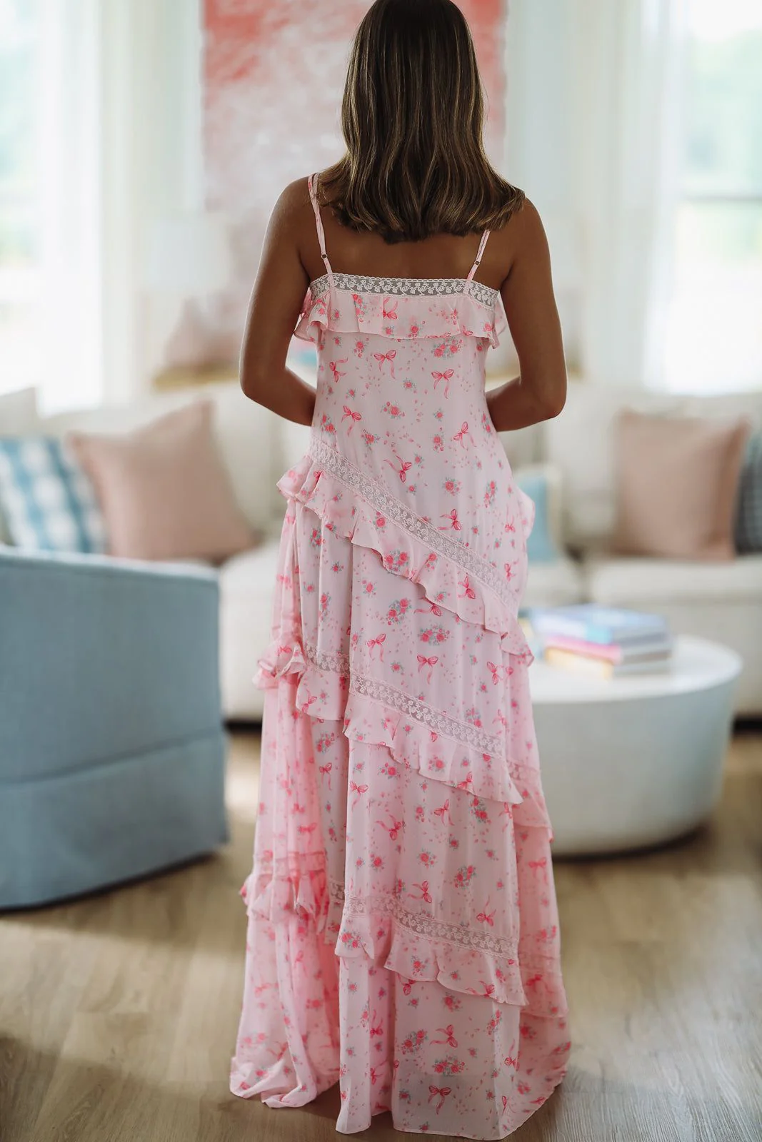 Roses and Bows Maxi Dress - Pink - Image 3