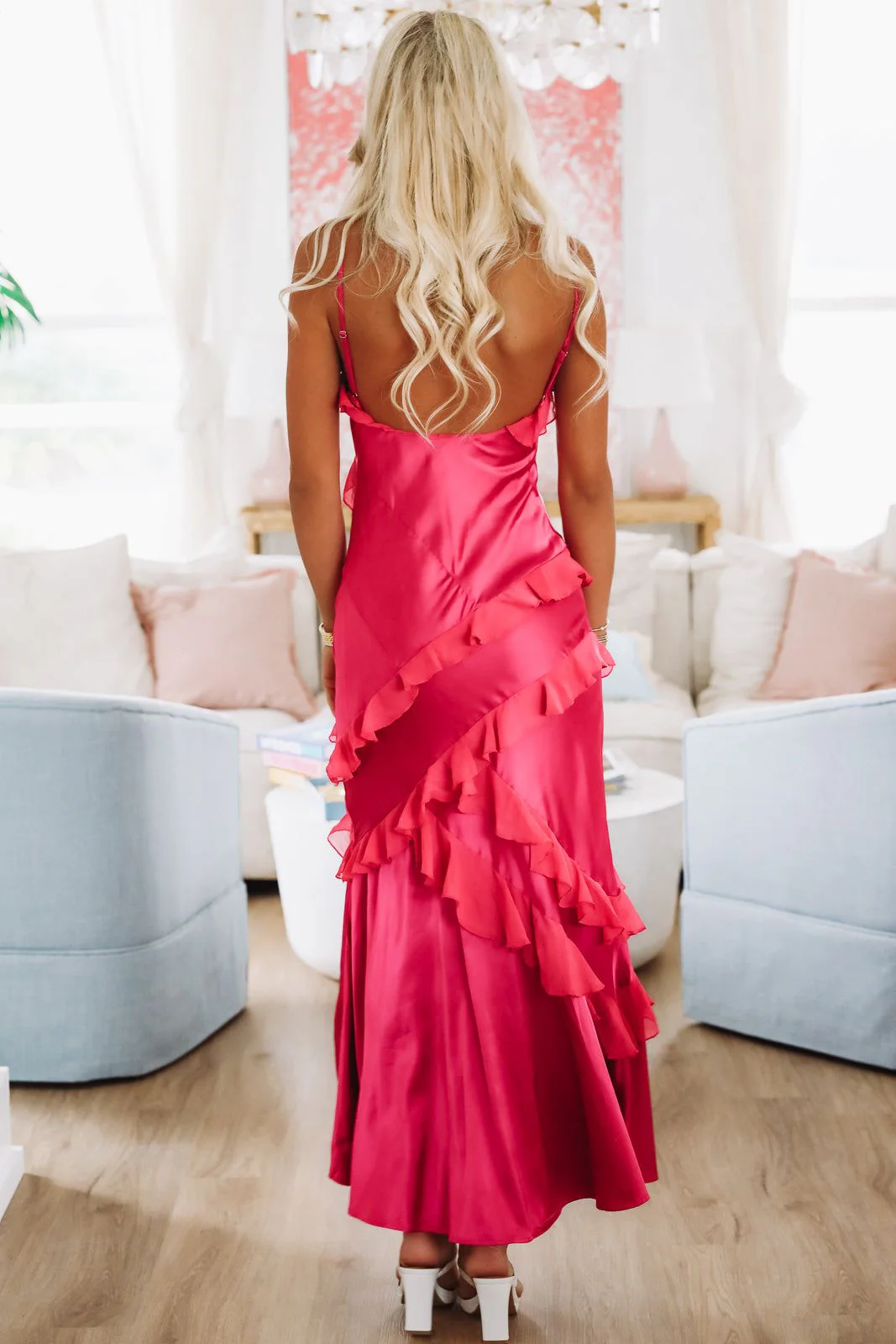 Ruffled Bliss Maxi Dress - Pink - Image 2