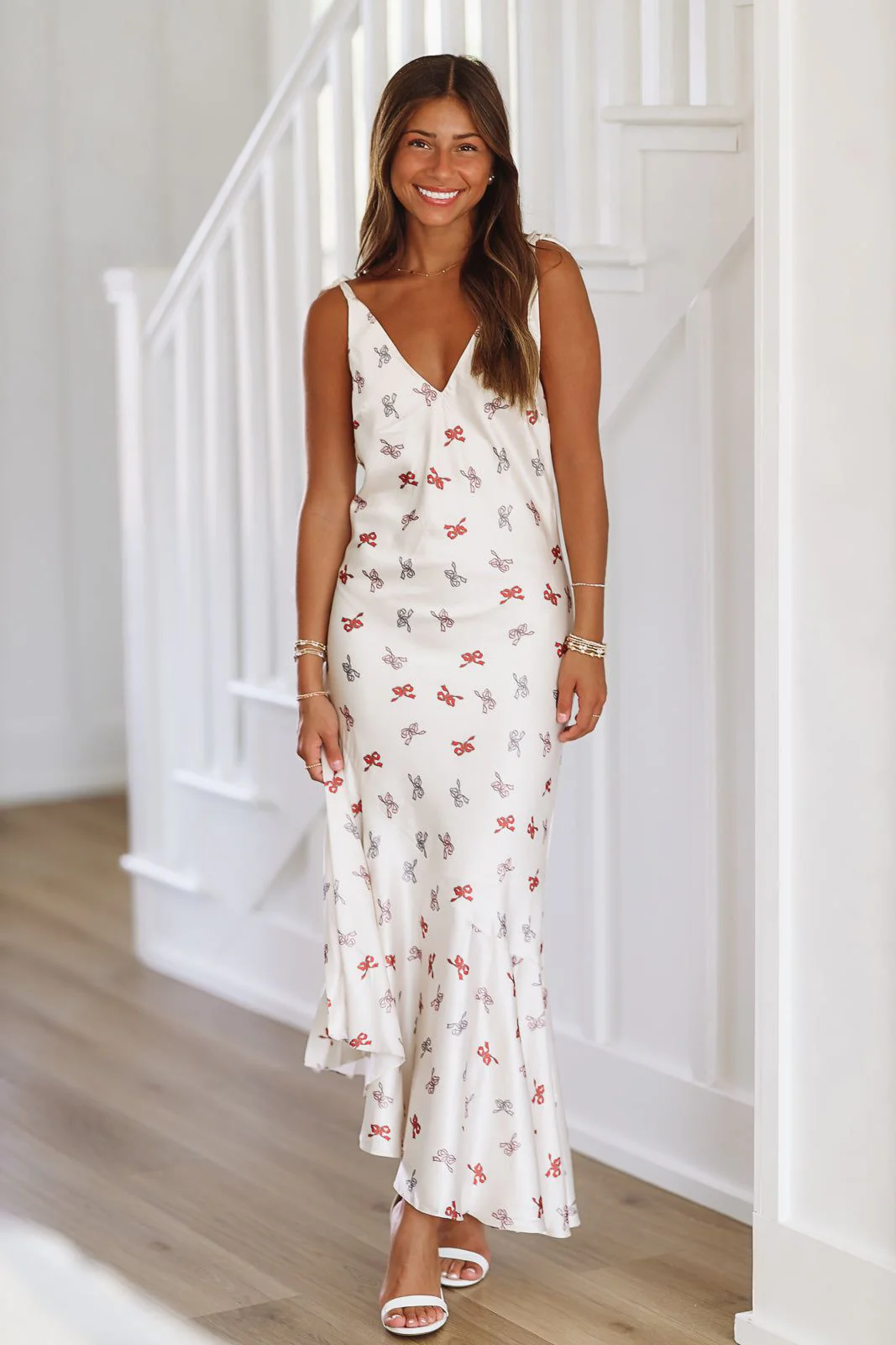 Satin Asymmetric Hem Slip Maxi Dress - Ivory (FINAL SALE) - Image 3