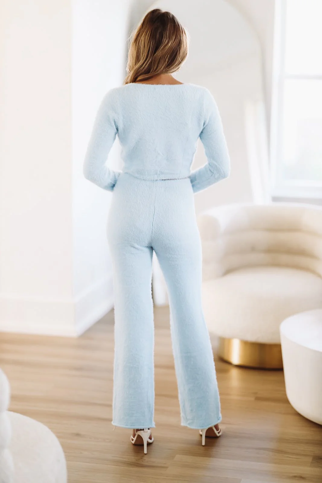 Say Less Sweater Knit Crop Top - Light Blue - Image 2
