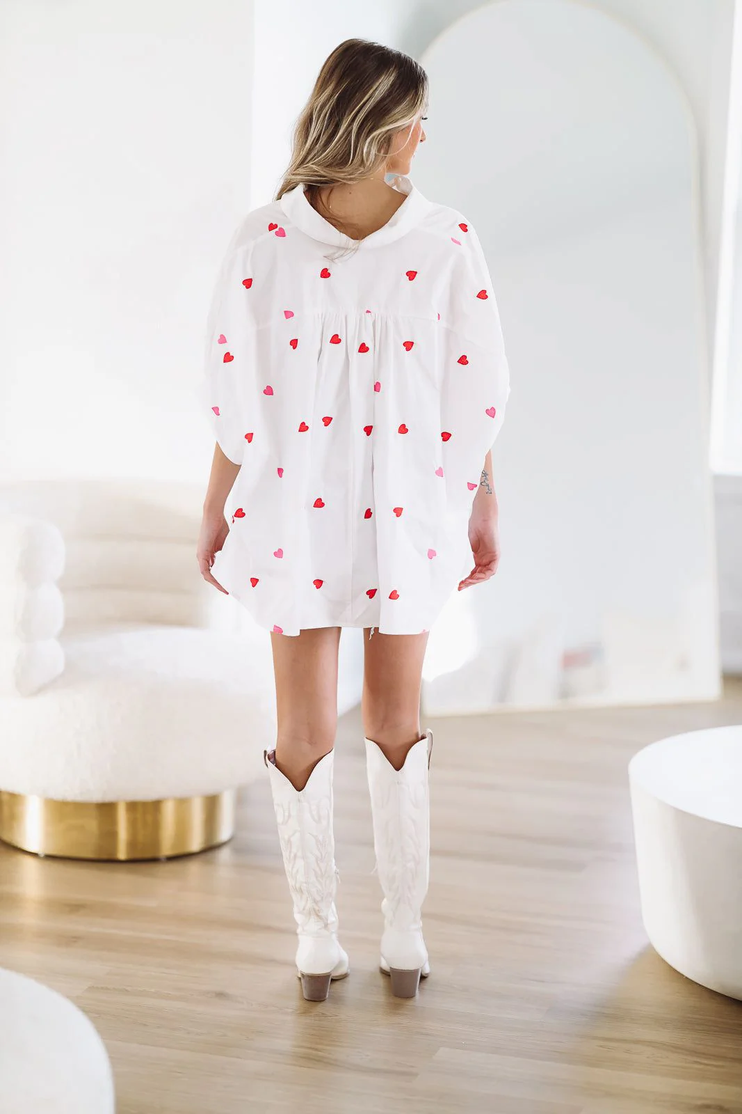 Seeing Hearts Button Down Shirt - White Pink and Red - Image 6