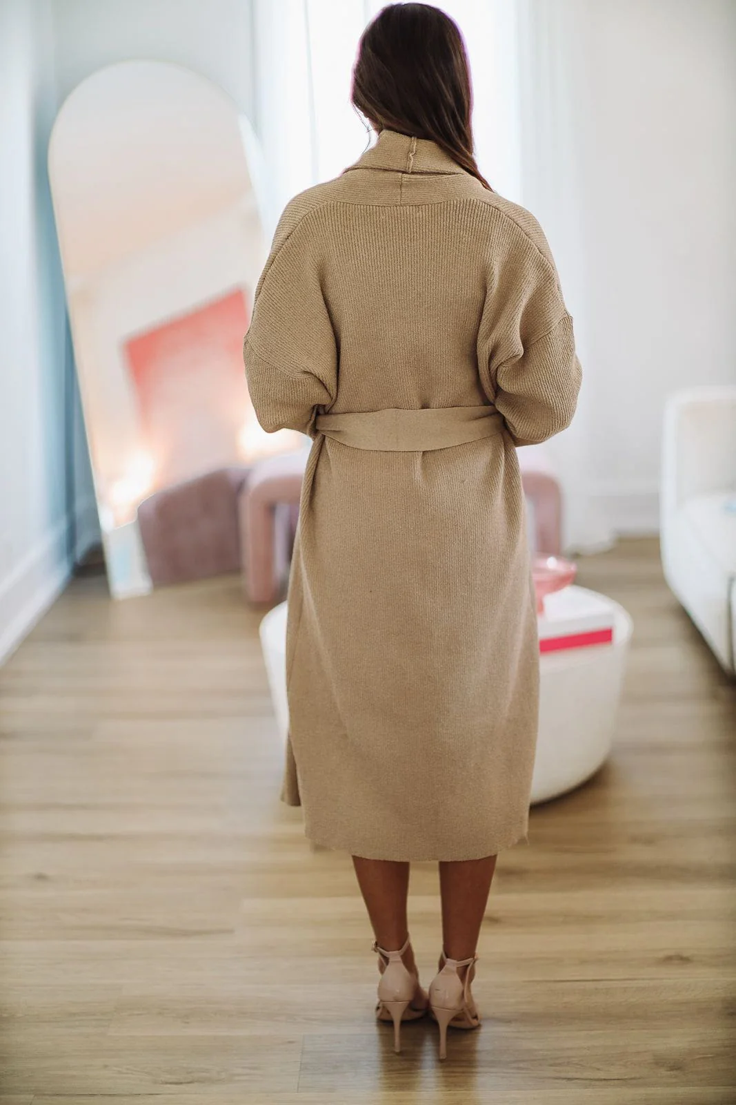 Simply You Mini Dress and Cardigan Set - Taupe - Image 4