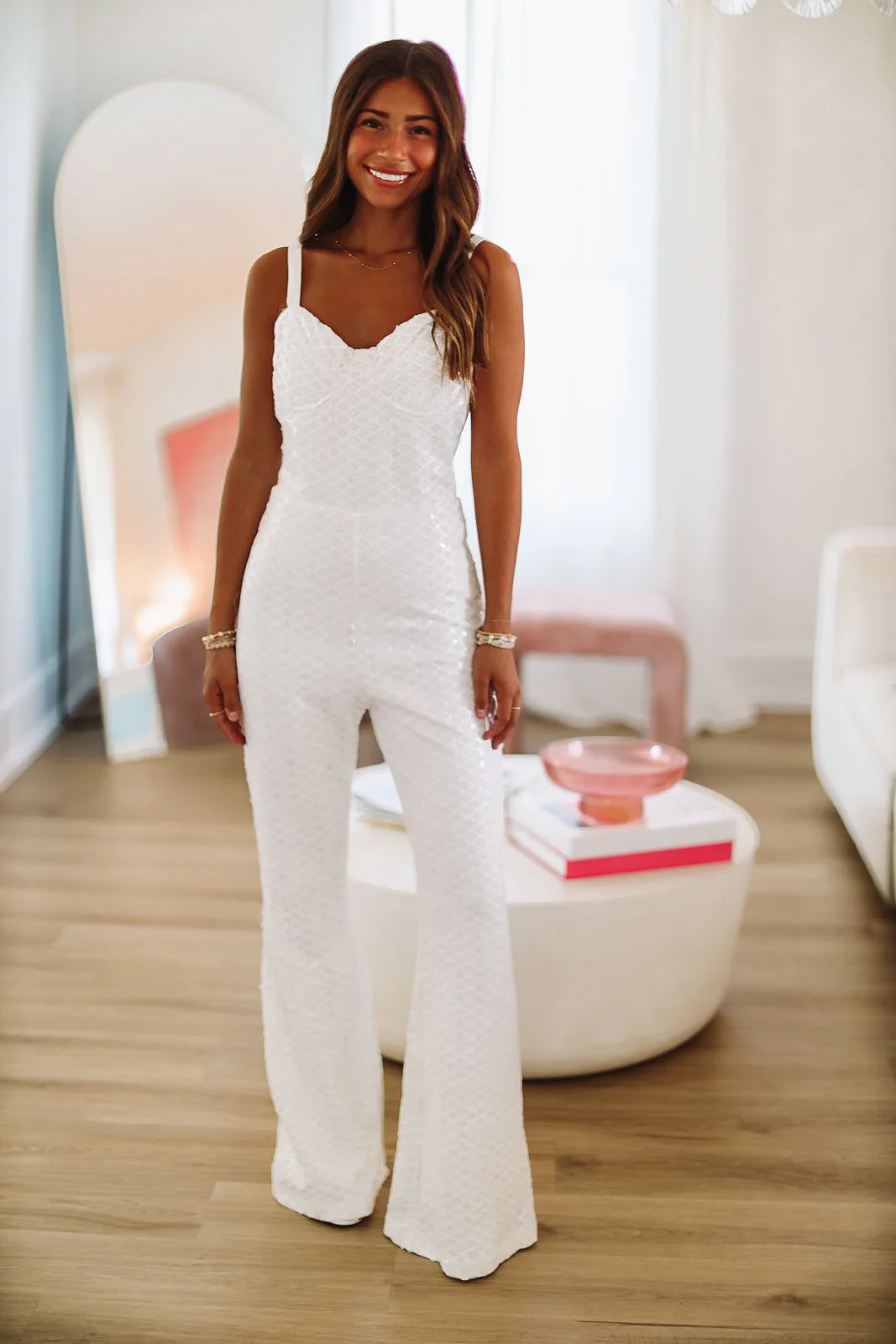 Stay Dolled Up Sequin Jumpsuit - White (FINAL SALE) - Image 2