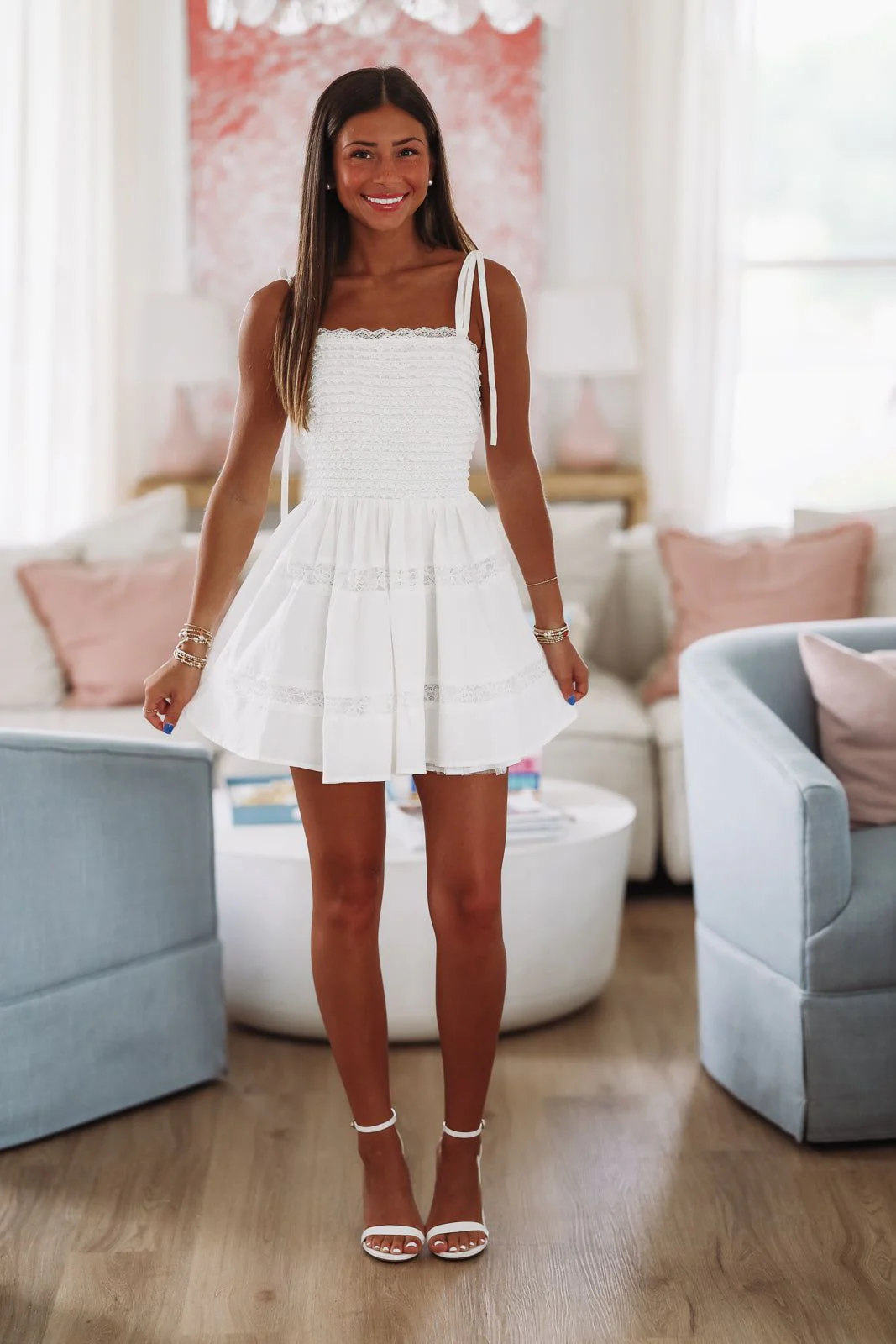 Summer Invite Mini Dress - Off White - Image 4