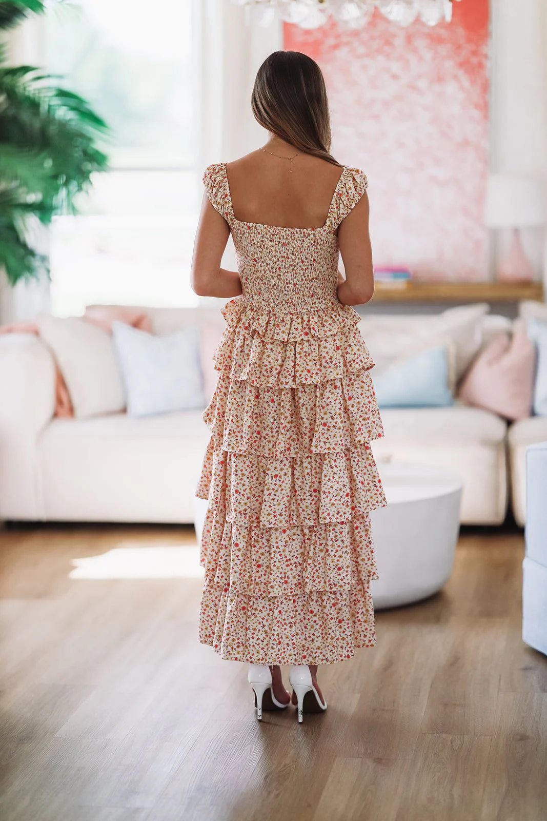Summer Skies Floral Maxi - Ivory and Orange - Image 3