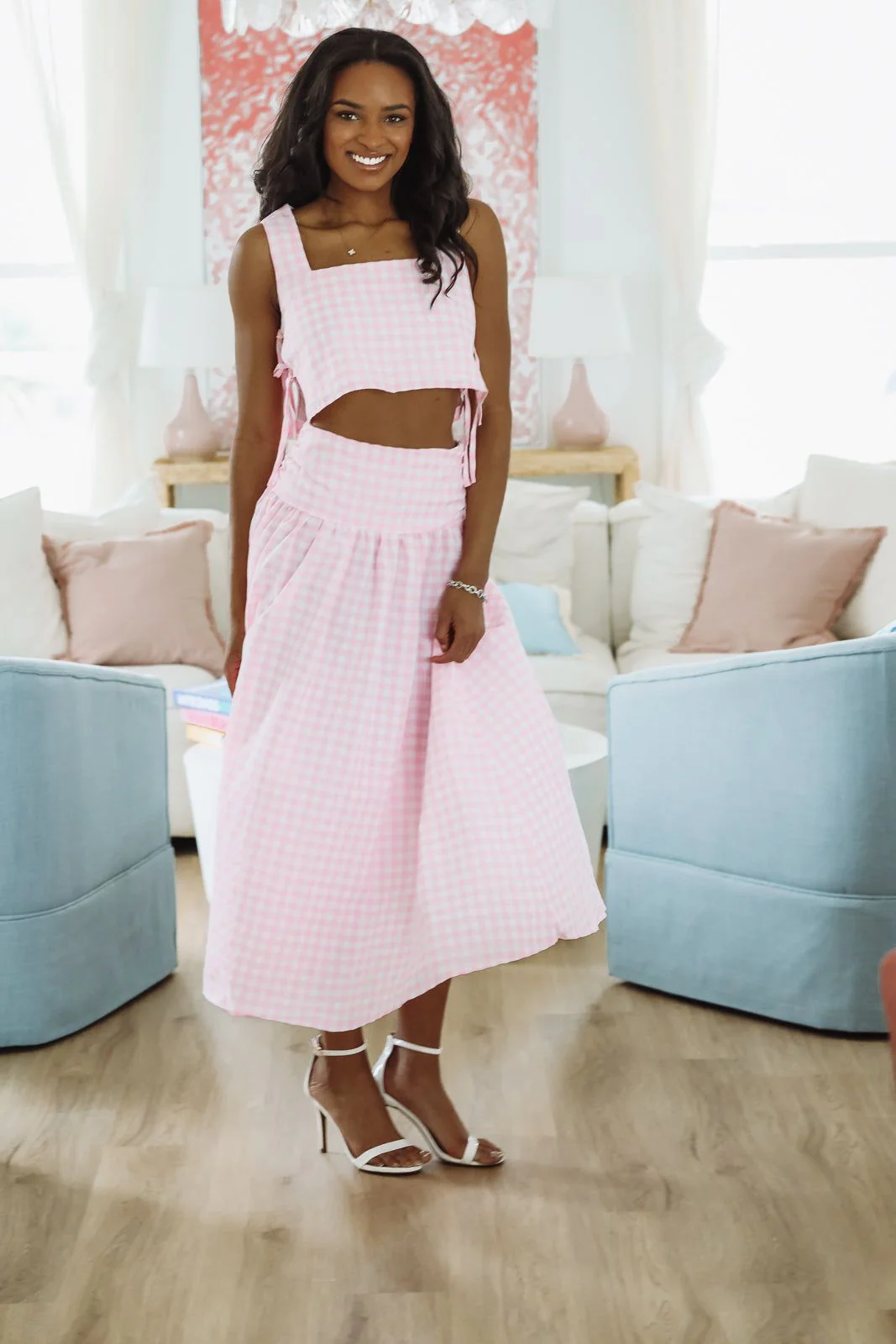 Summer Solstice Tank and Midi Skirt Set - Pink - Image 3