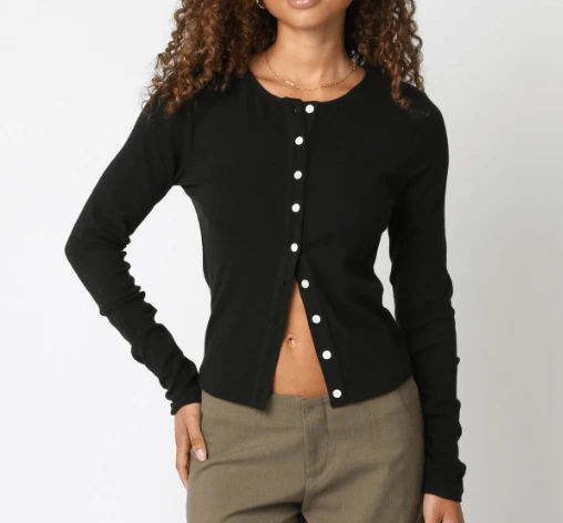 Talon Cardigan Top - Black - Image 2