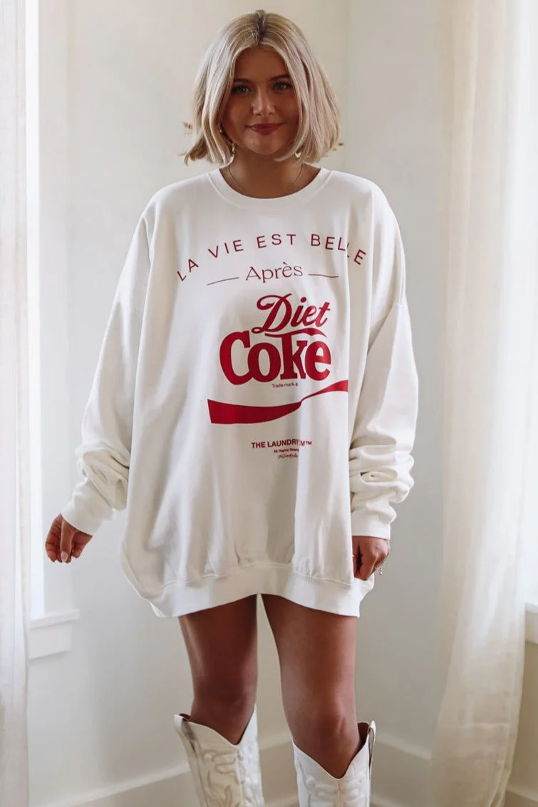 The Laundry Room Life is Beautiful After Diet Coke Jumper Pullover - White