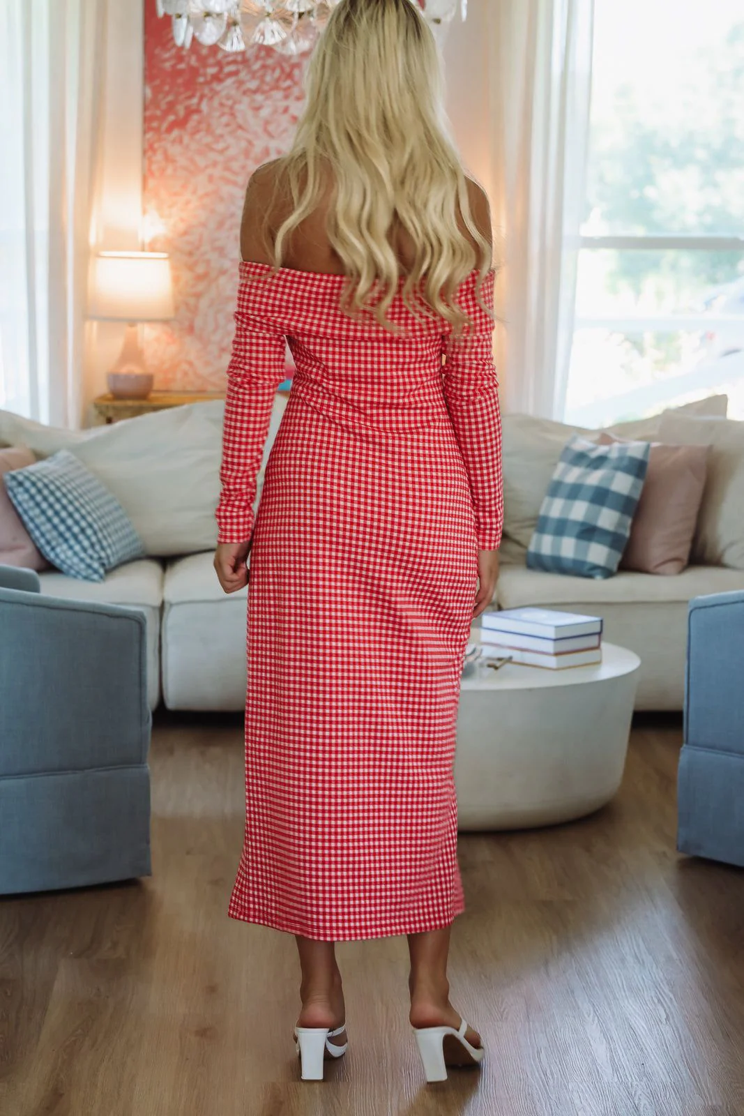 The Little Things Midi Dress - Red and White - Image 3