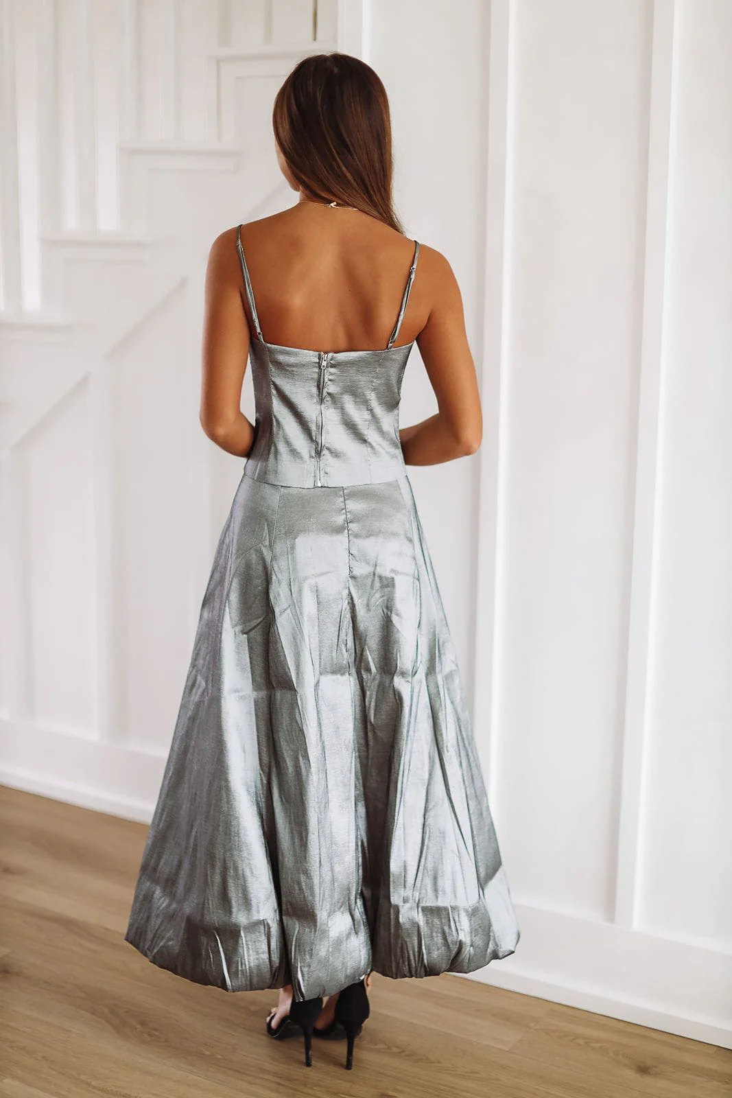 This Hits Different Maxi Skirt - Gunmetal Silver (FINAL SALE) - Image 2