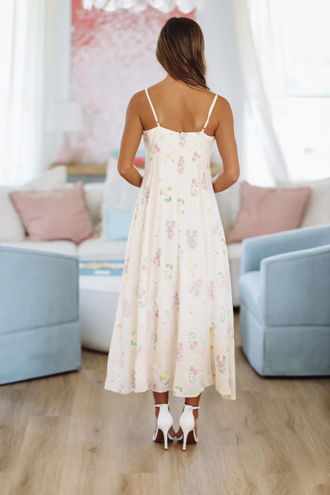 Tidepool Bloom Midi Dress - Cream, Yellow and Green - Image 5