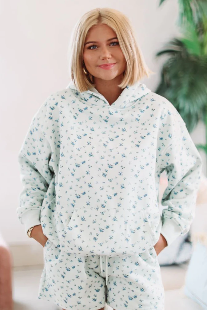 Tiny Flowers Hoodie - Mint (FINAL SALE)