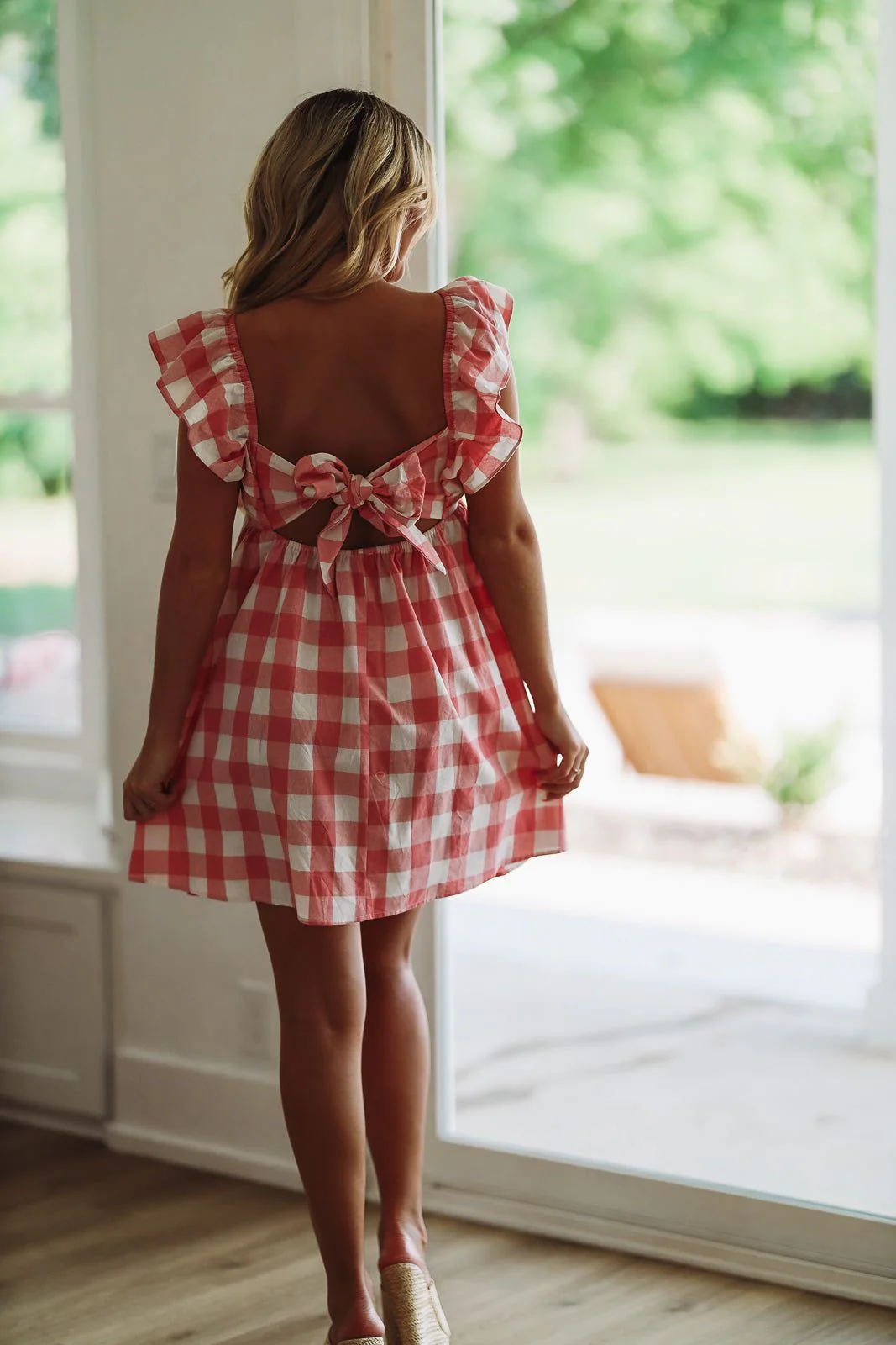To Be Loved By You Plaid Babydoll Dress - Pink and White - Image 3