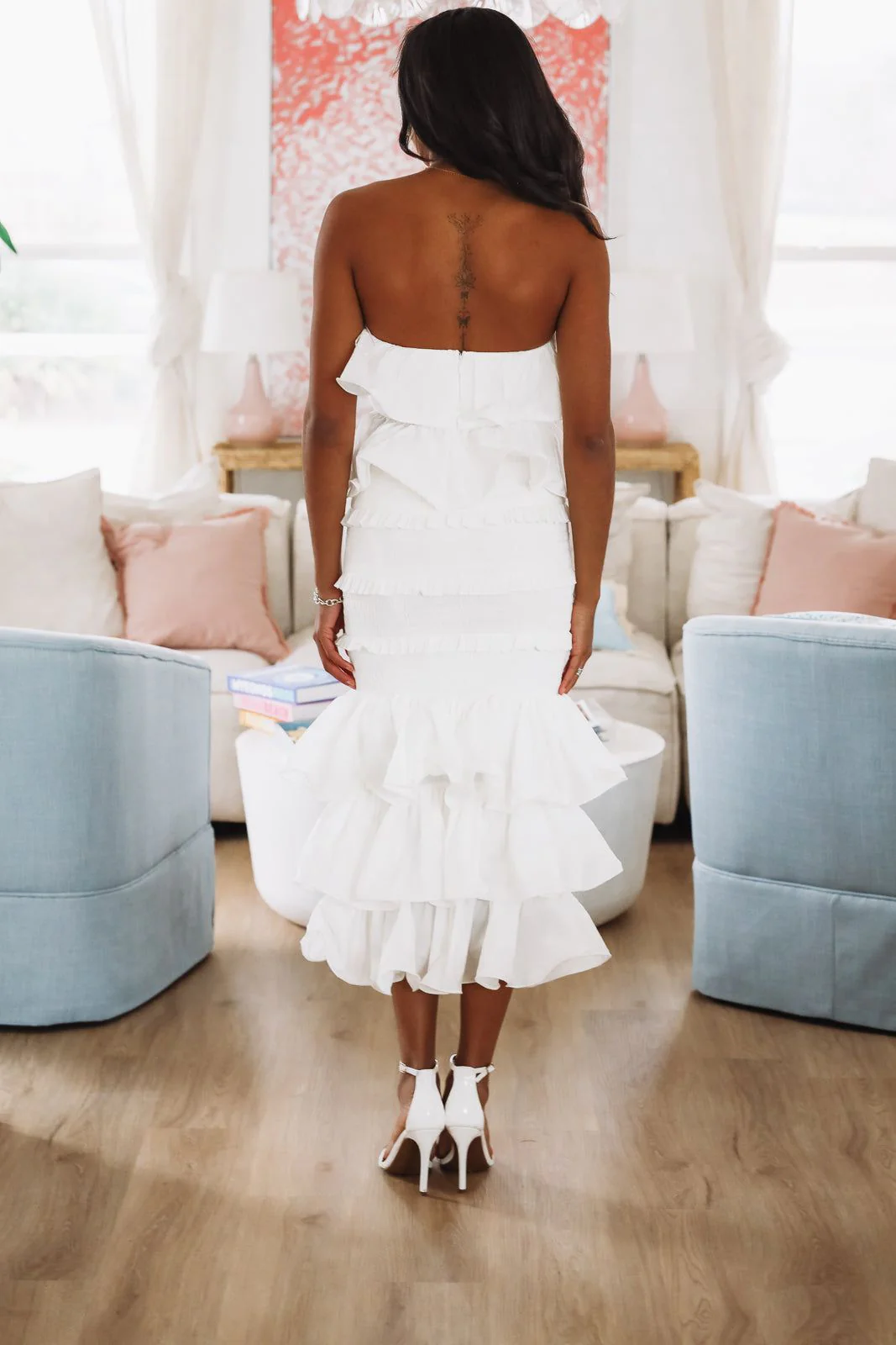 Tranquil Ruffle Top and Maxi Skirt Set - White - Image 4