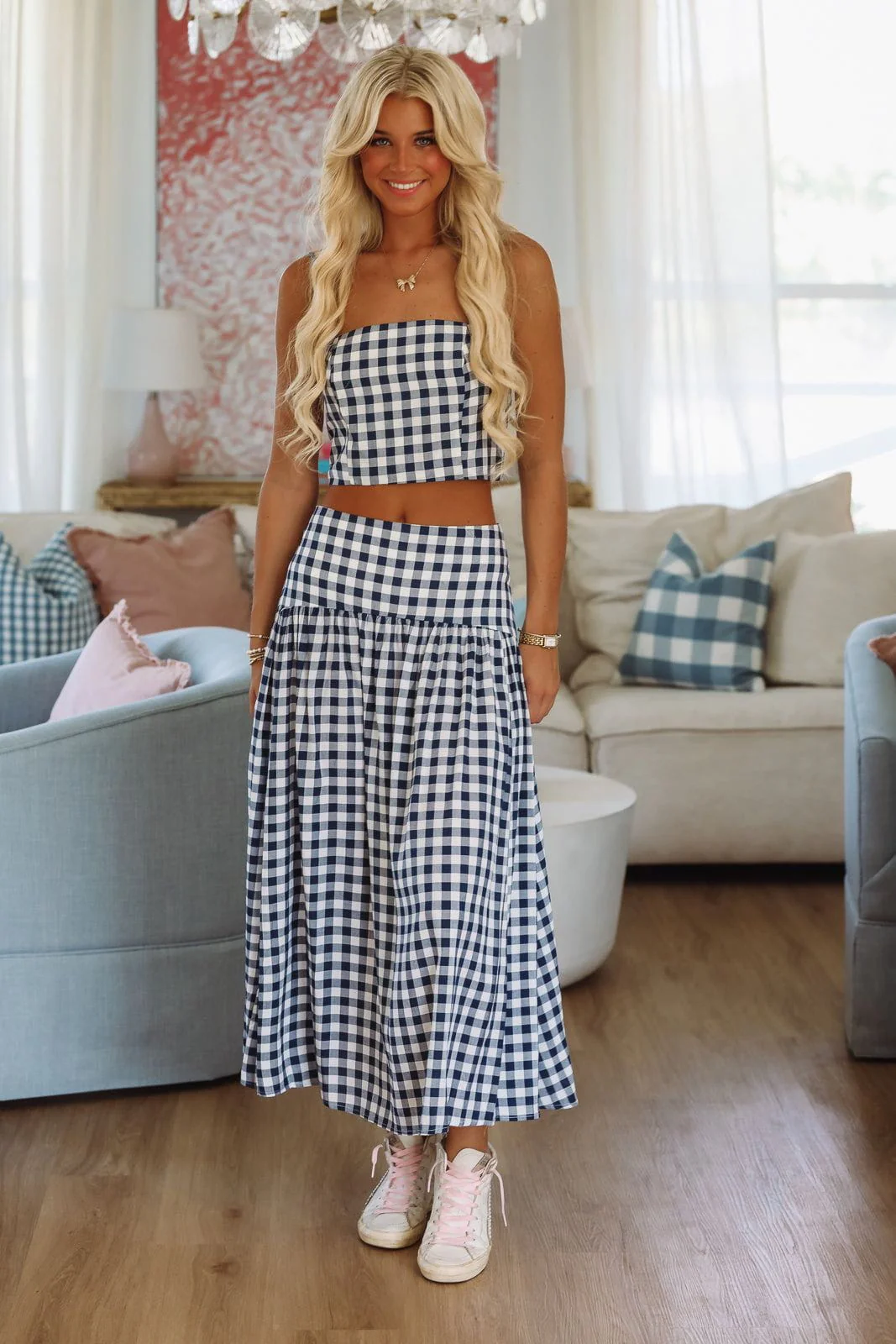 Trophy Time Maxi Skirt - Navy and White - Image 3