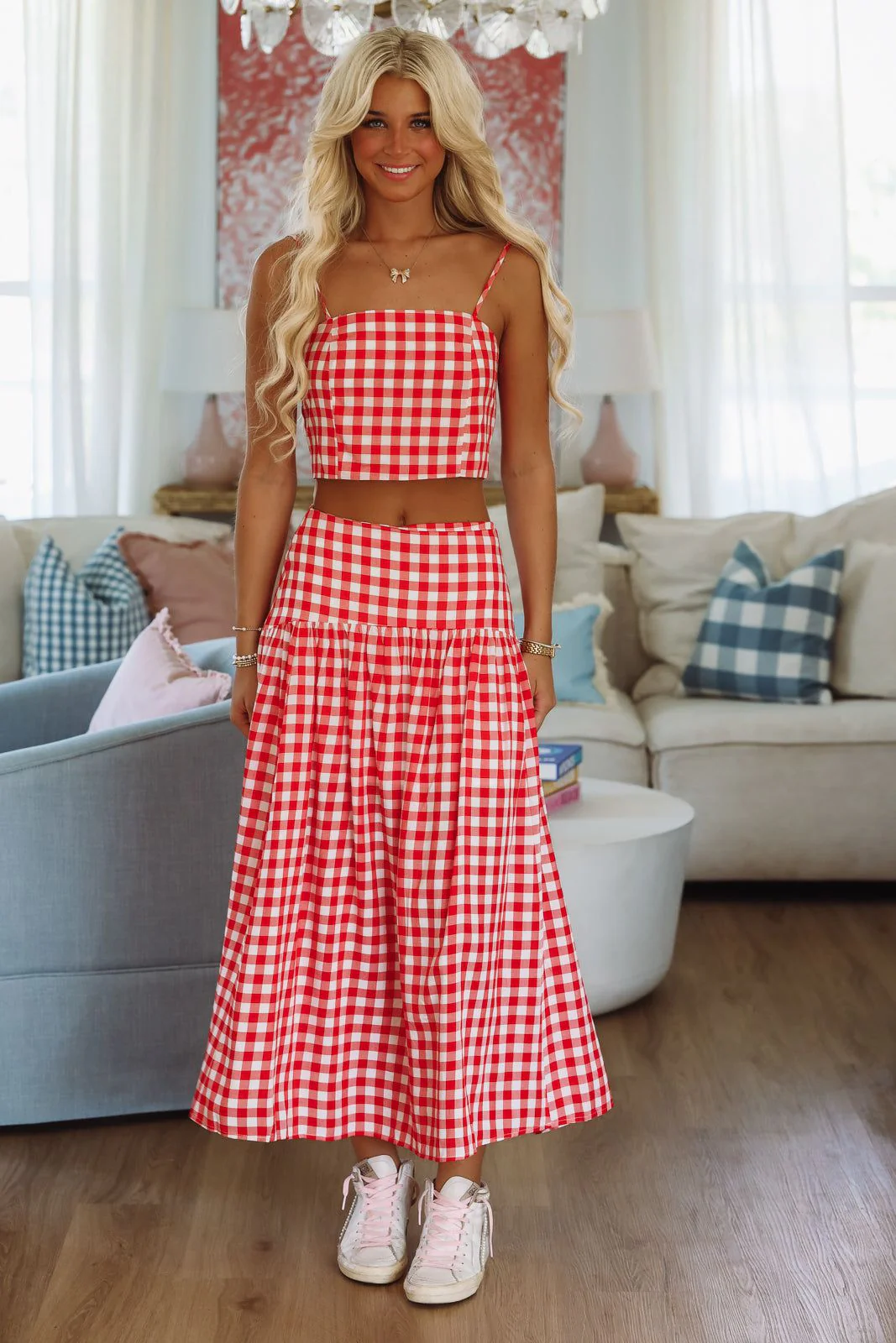 Trophy Time Maxi Skirt - Red and White